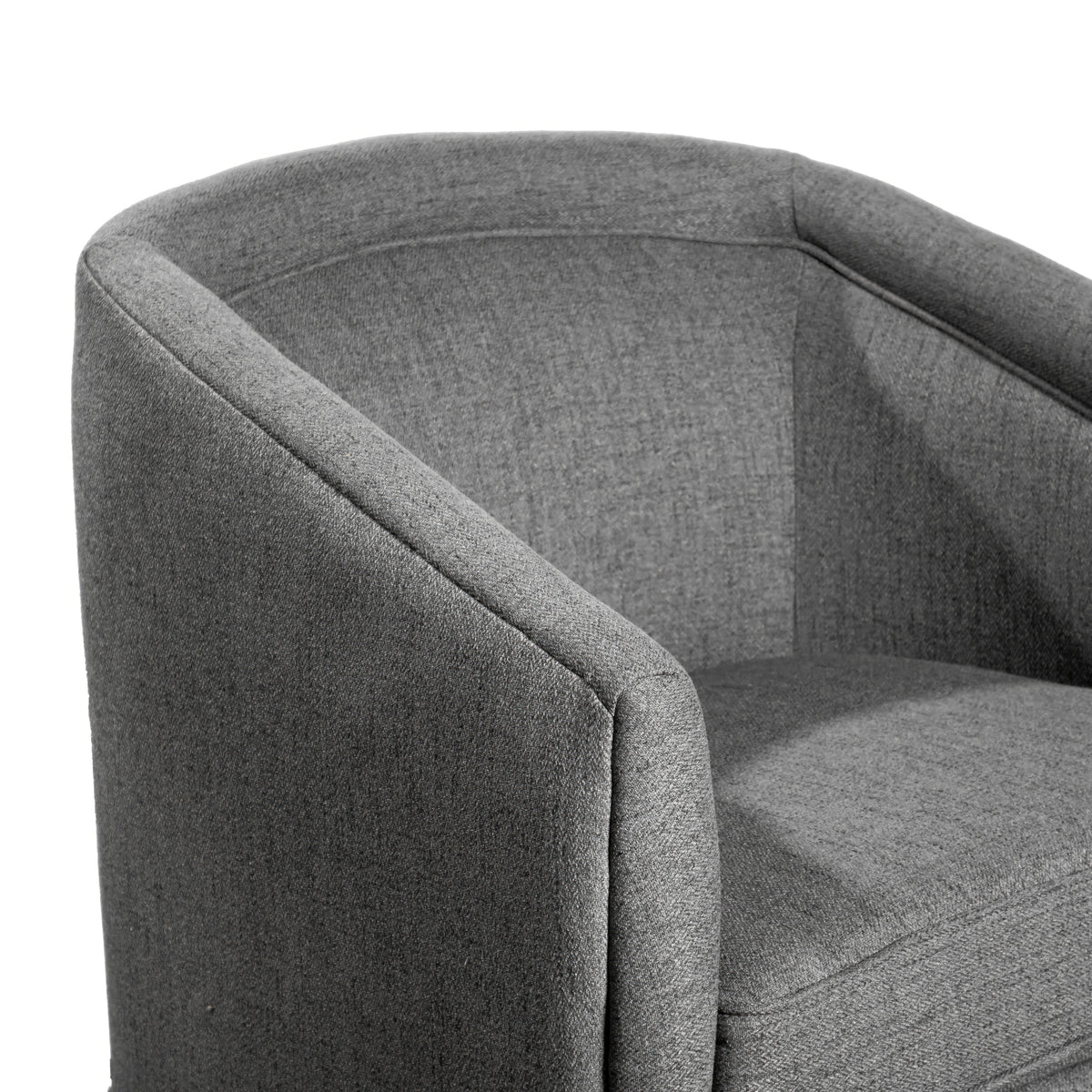 Dean Club Style Commercial Barrel Accent Armchair with 360 Degree Swivel Metal Base and Sloped Armrests