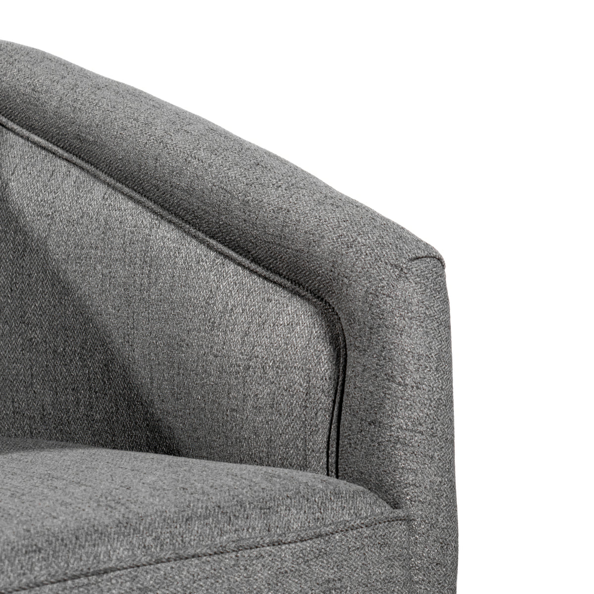 Dean Club Style Commercial Barrel Accent Armchair with 360 Degree Swivel Metal Base and Sloped Armrests