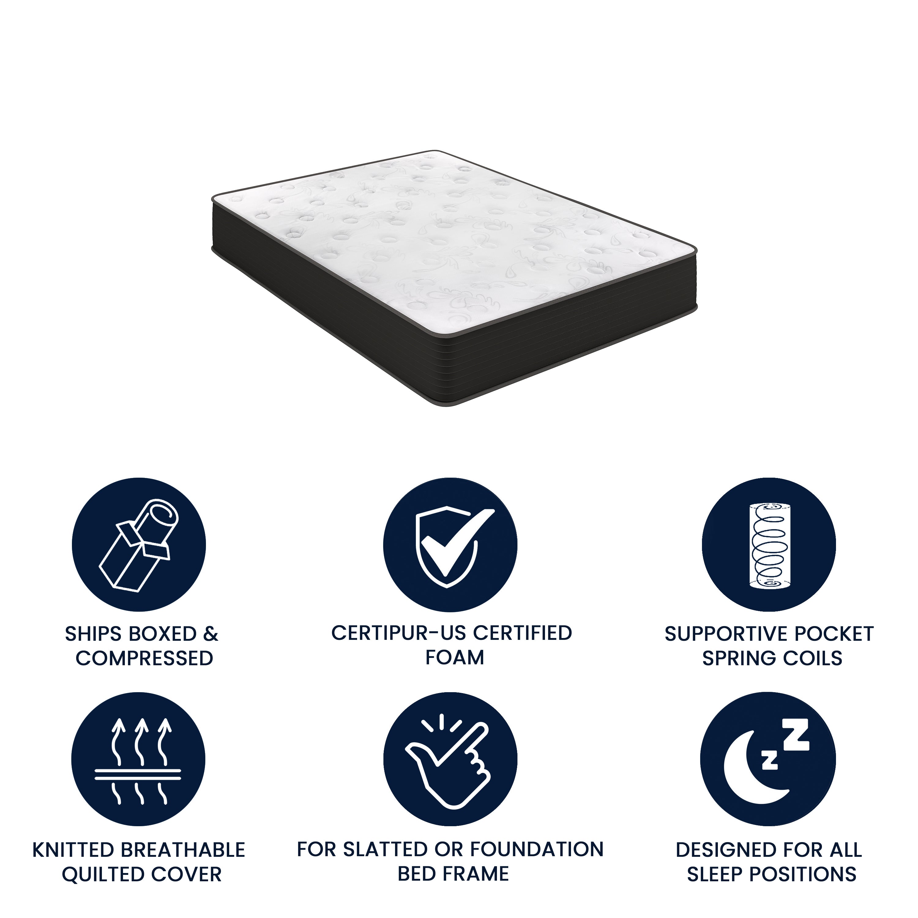 Dream Cooling Gel 10 Inch CertiPUR-US Certified Foam and Pocket Spring Hybrid Mattress, Mattress in a Box