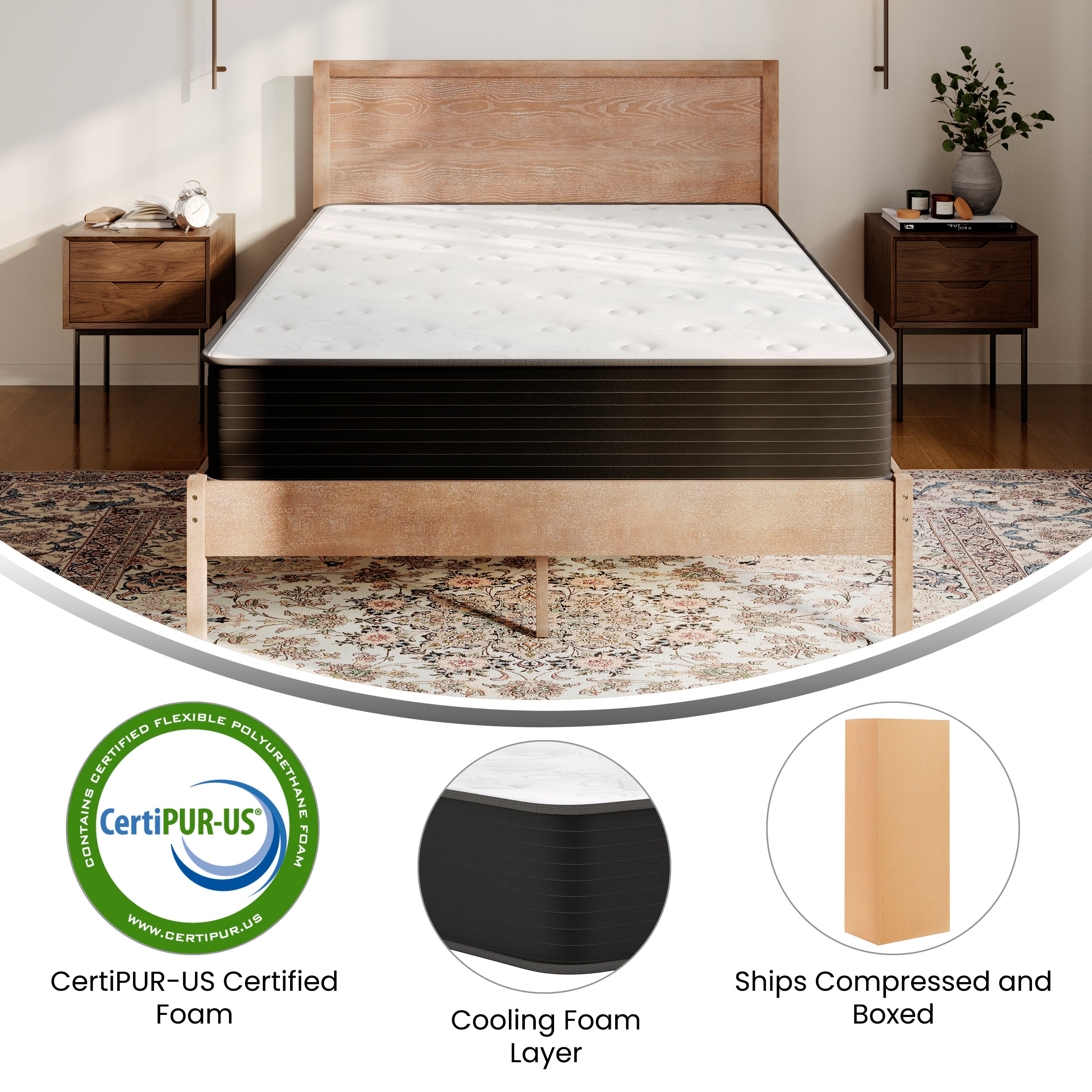 Dream Cooling Gel 10 Inch CertiPUR-US Certified Foam and Pocket Spring Hybrid Mattress, Mattress in a Box