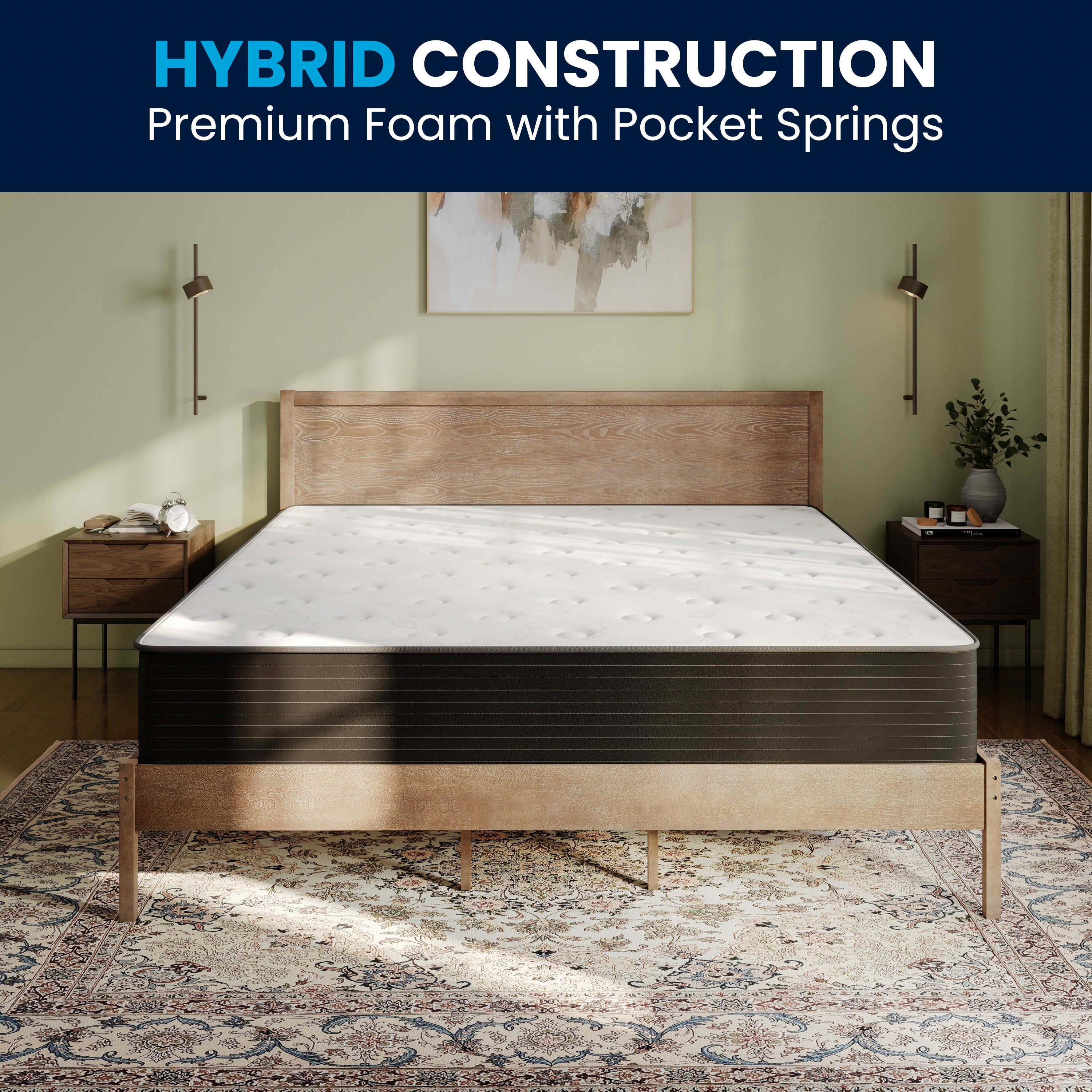 Dream Cooling Gel 12 Inch CertiPUR-US Certified Foam and Pocket Spring Hybrid Mattress, Mattress in a Box