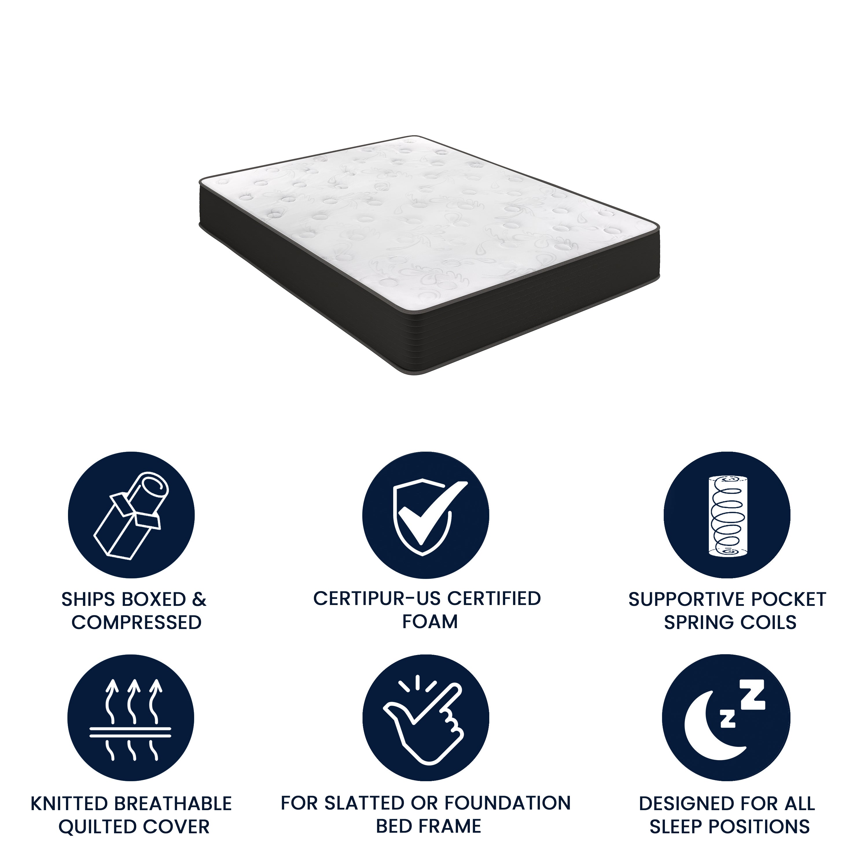 Dream Cooling Gel 10 Inch CertiPUR-US Certified Foam and Pocket Spring Hybrid Mattress, Mattress in a Box
