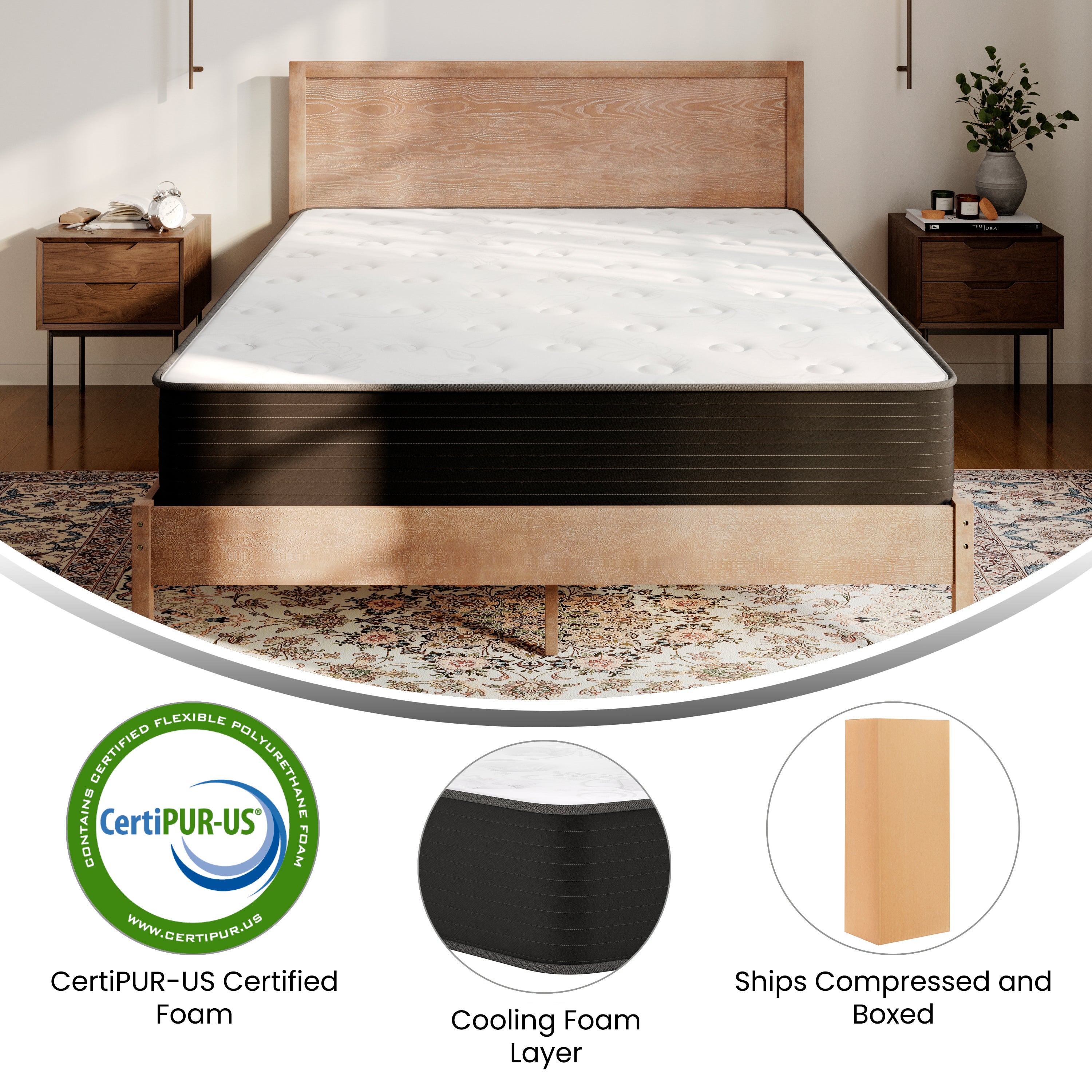 Dream Cooling Gel 10 Inch CertiPUR-US Certified Foam and Pocket Spring Hybrid Mattress, Mattress in a Box