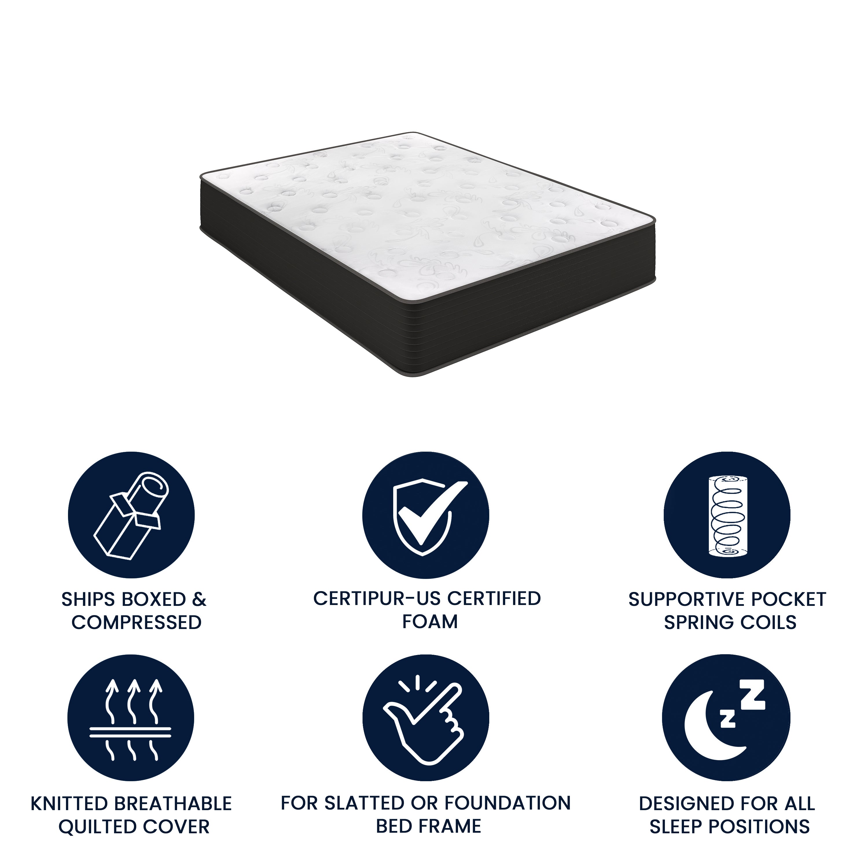 Dream Cooling Gel 12 Inch CertiPUR-US Certified Foam and Pocket Spring Hybrid Mattress, Mattress in a Box