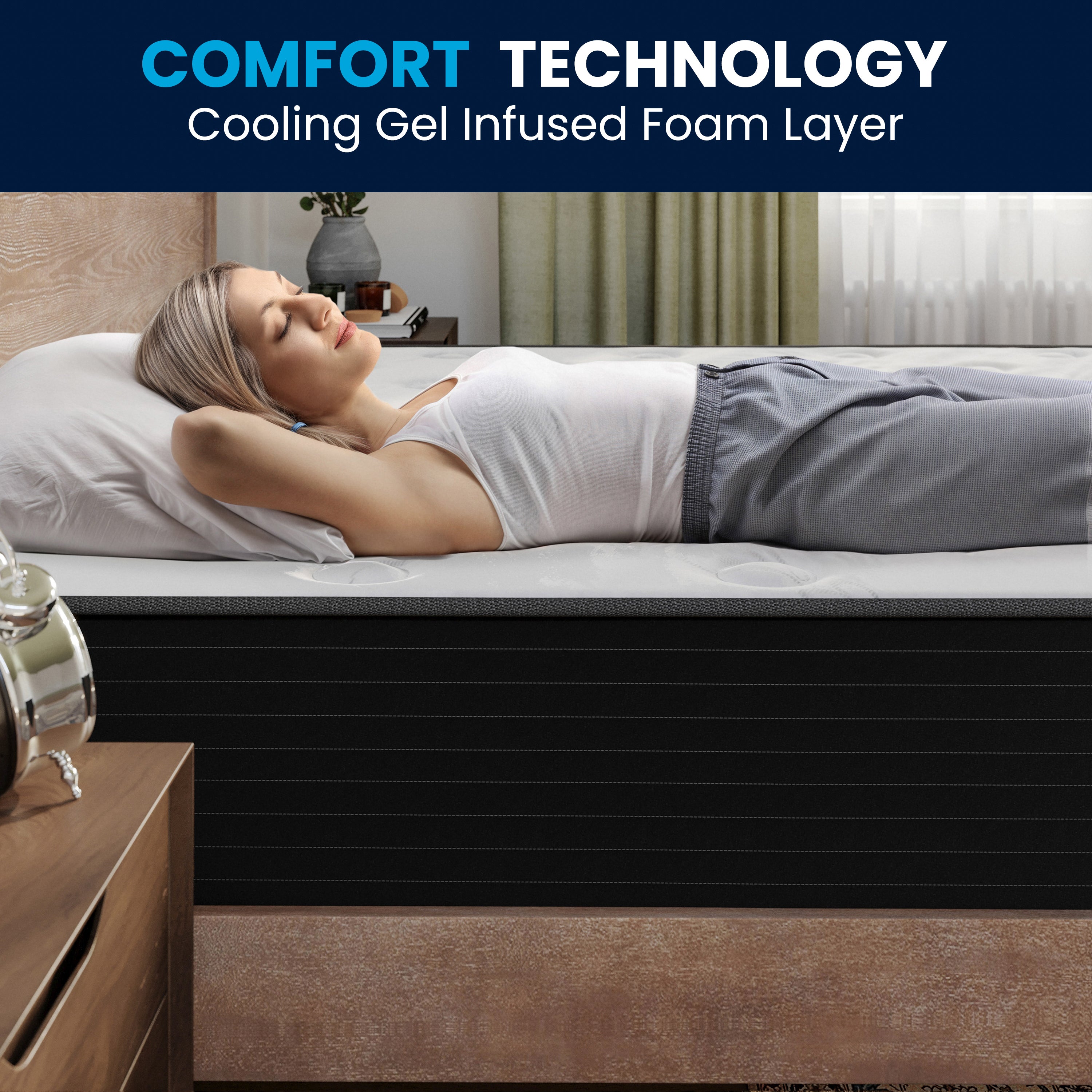 Dream Cooling Gel 10 Inch CertiPUR-US Certified Foam and Pocket Spring Hybrid Mattress, Mattress in a Box