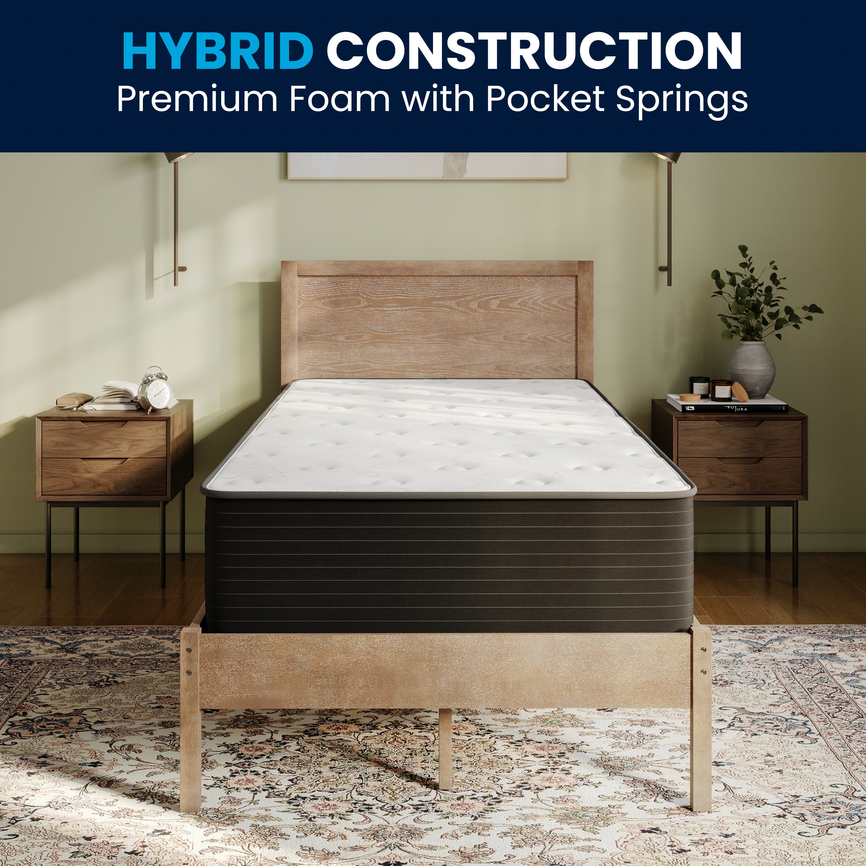 Dream Cooling Gel 12 Inch CertiPUR-US Certified Foam and Pocket Spring Hybrid Mattress, Mattress in a Box