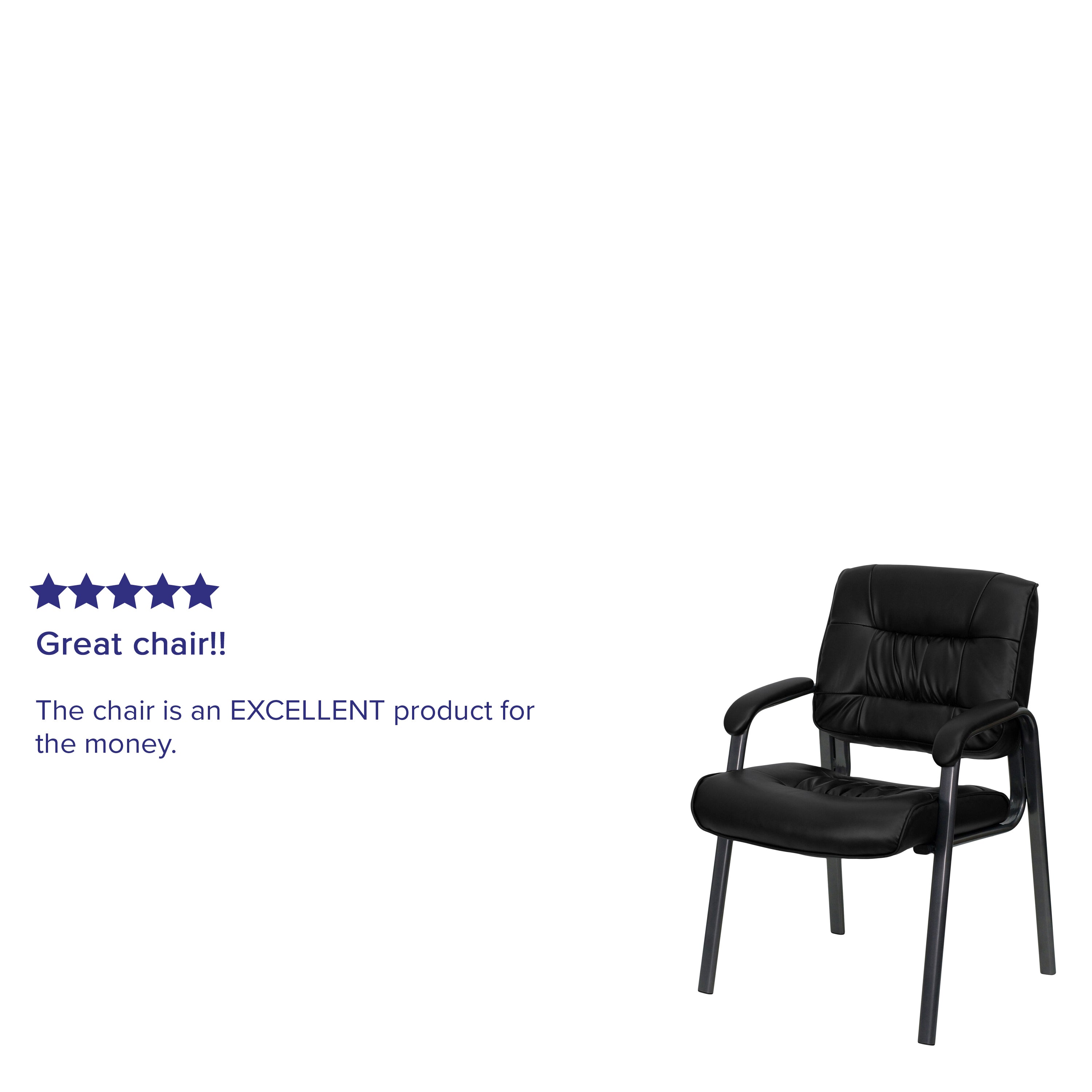 LeatherSoft Executive Side Reception Chair with Powder Coated Frame