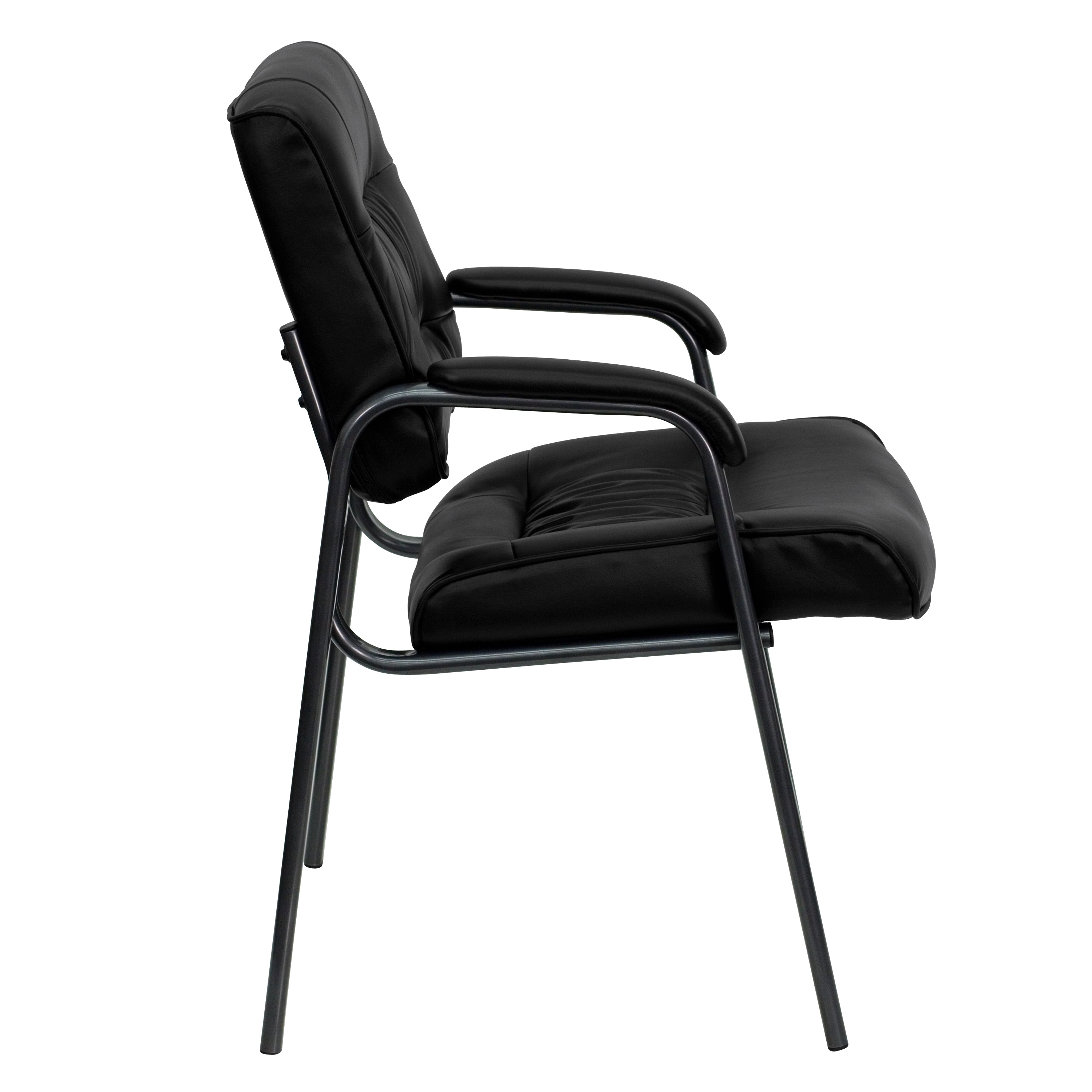 LeatherSoft Executive Side Reception Chair with Powder Coated Frame-Office Chair-Flash Furniture-Wall2Wall Furnishings