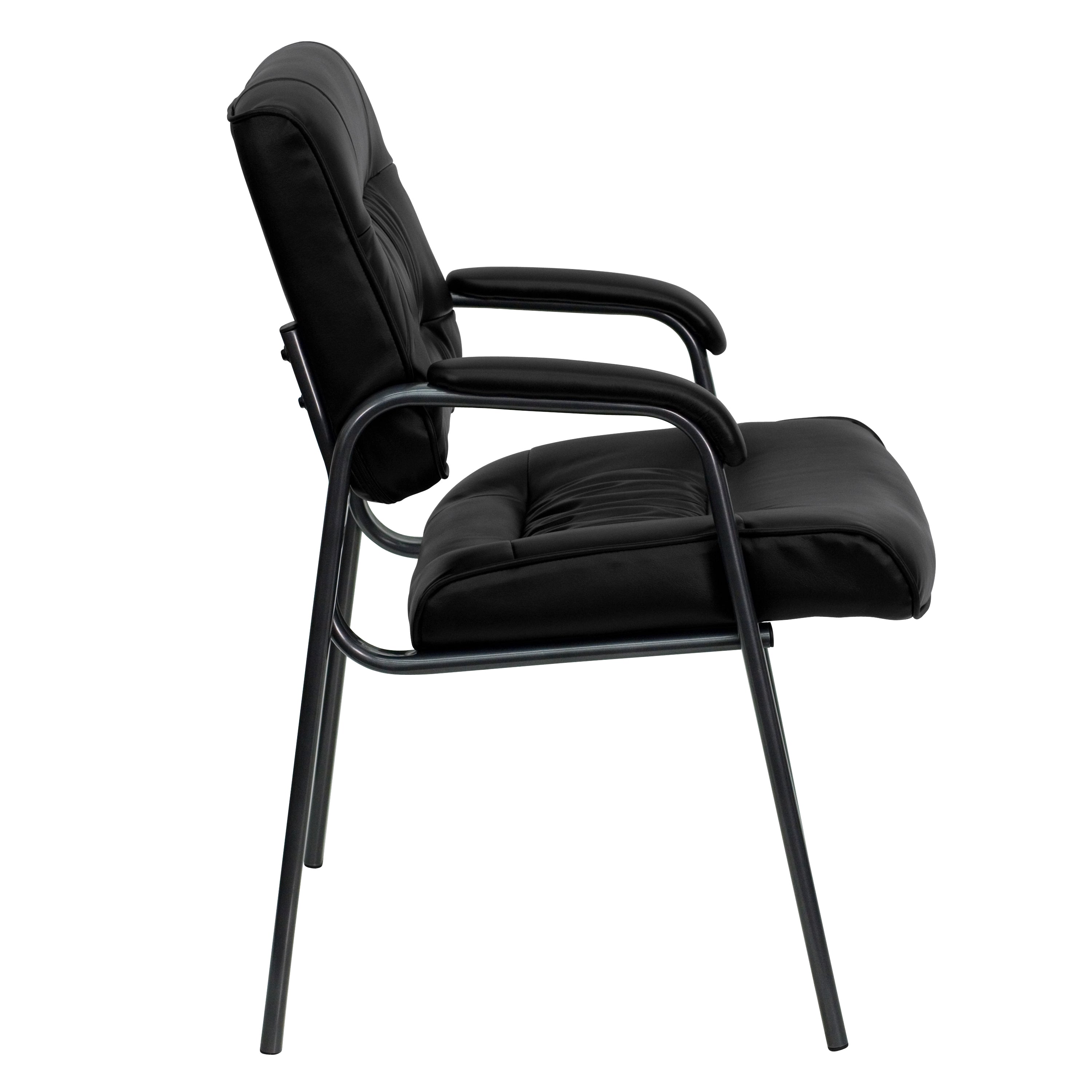 LeatherSoft Executive Side Reception Chair with Powder Coated Frame