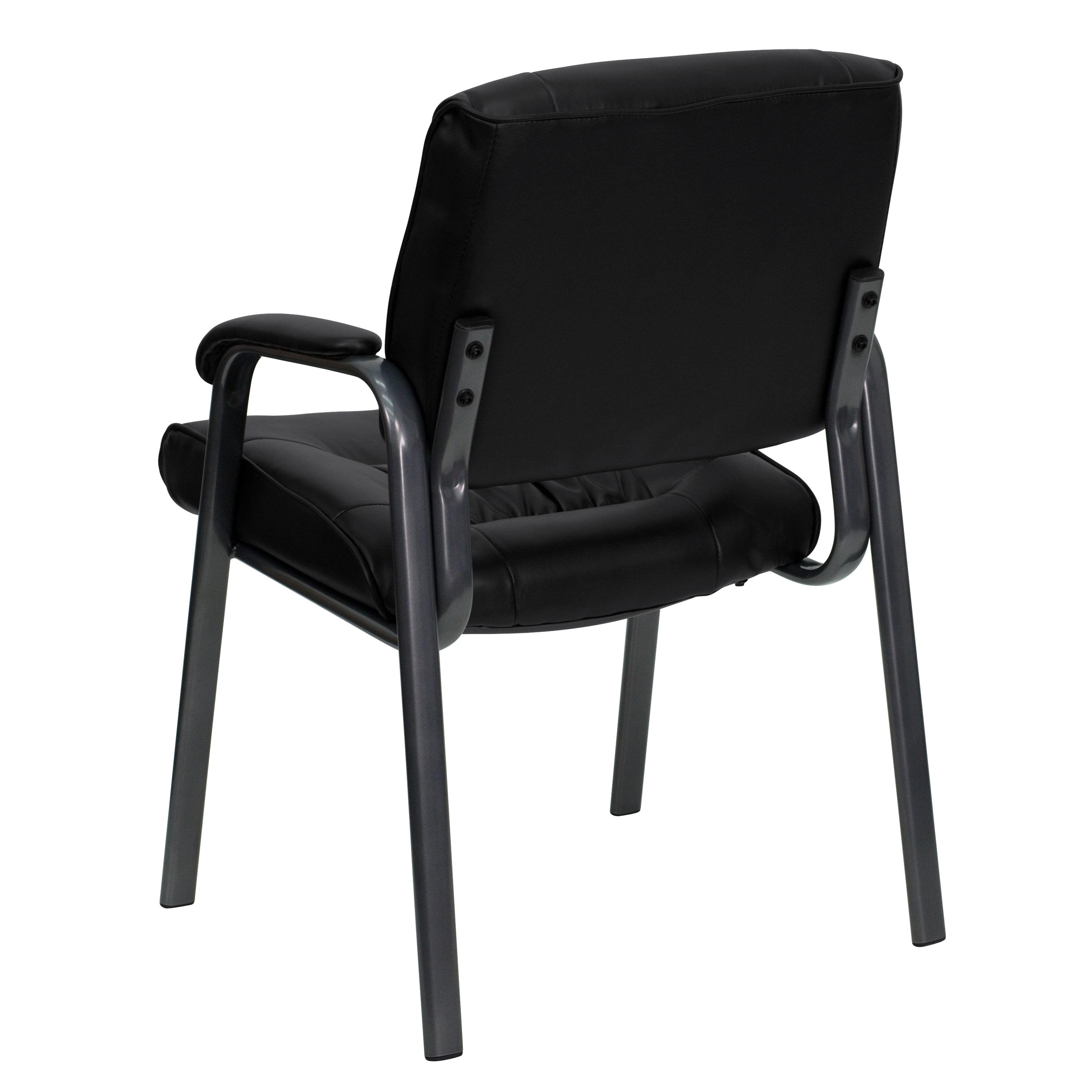 LeatherSoft Executive Side Reception Chair with Powder Coated Frame