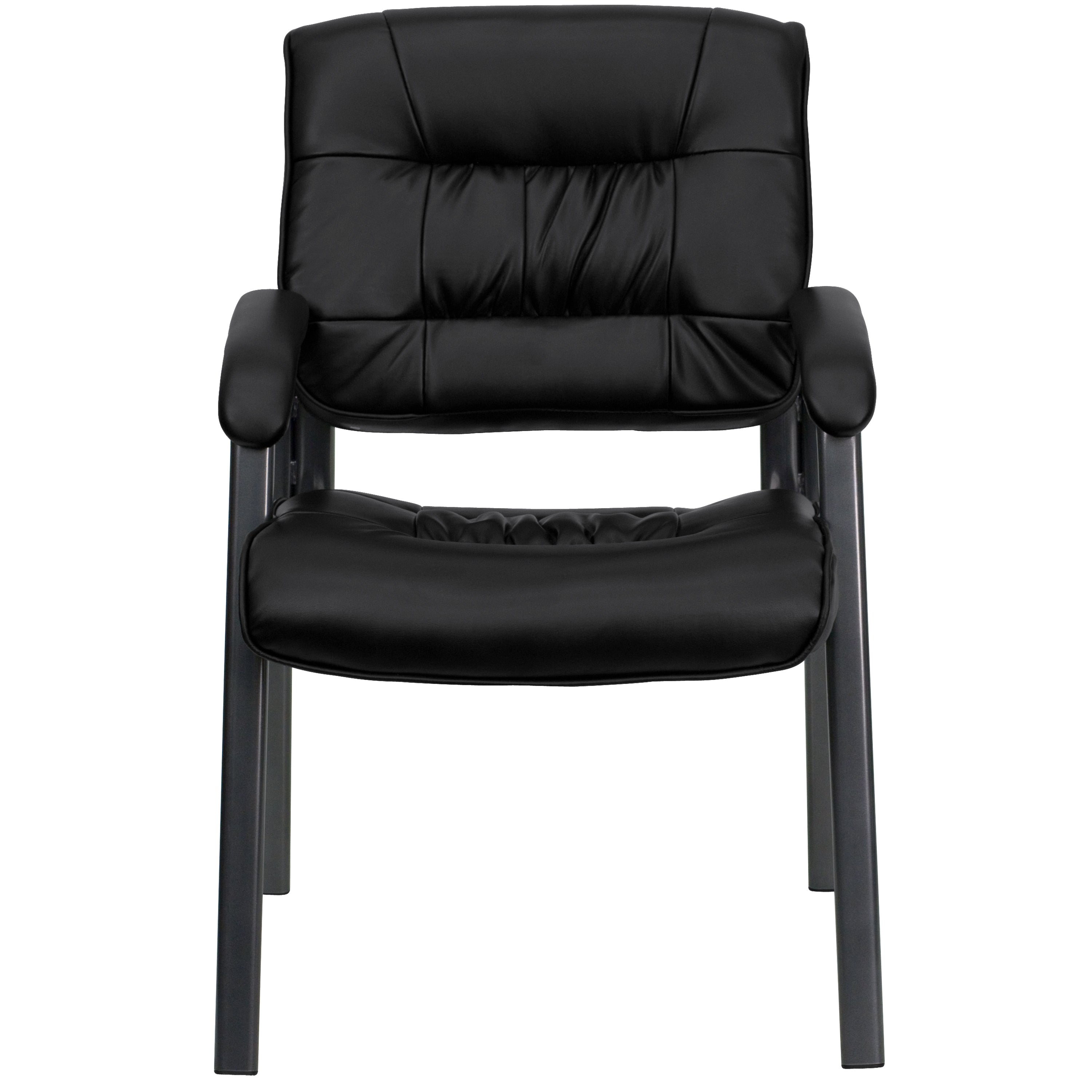 LeatherSoft Executive Side Reception Chair with Powder Coated Frame