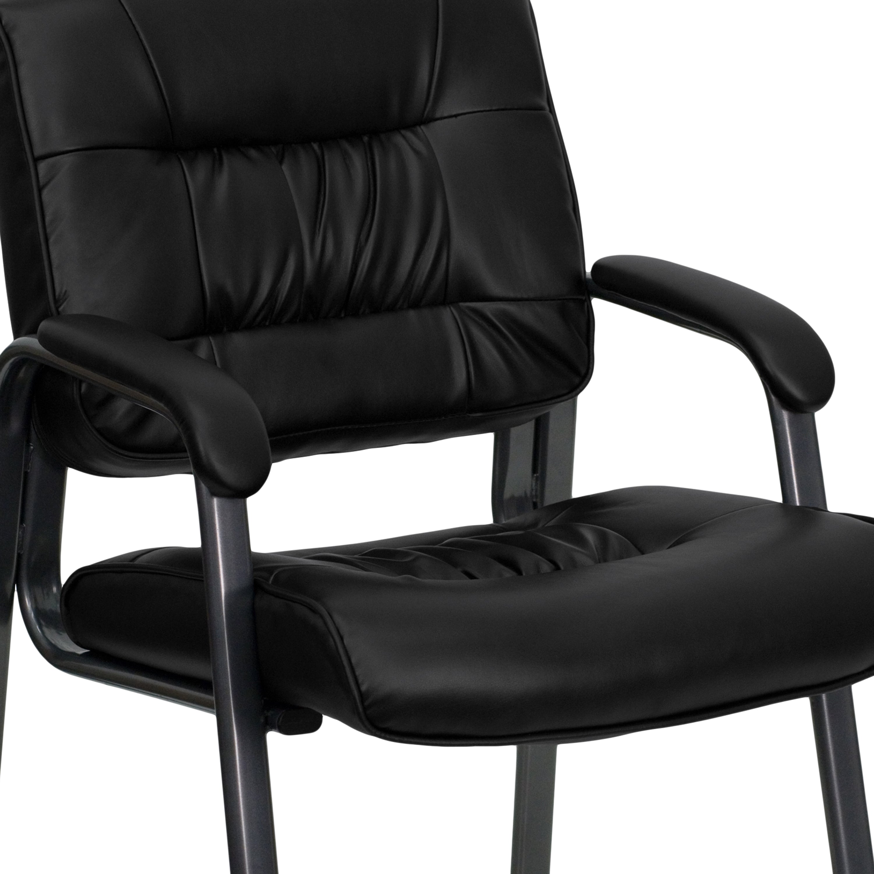 LeatherSoft Executive Side Reception Chair with Powder Coated Frame