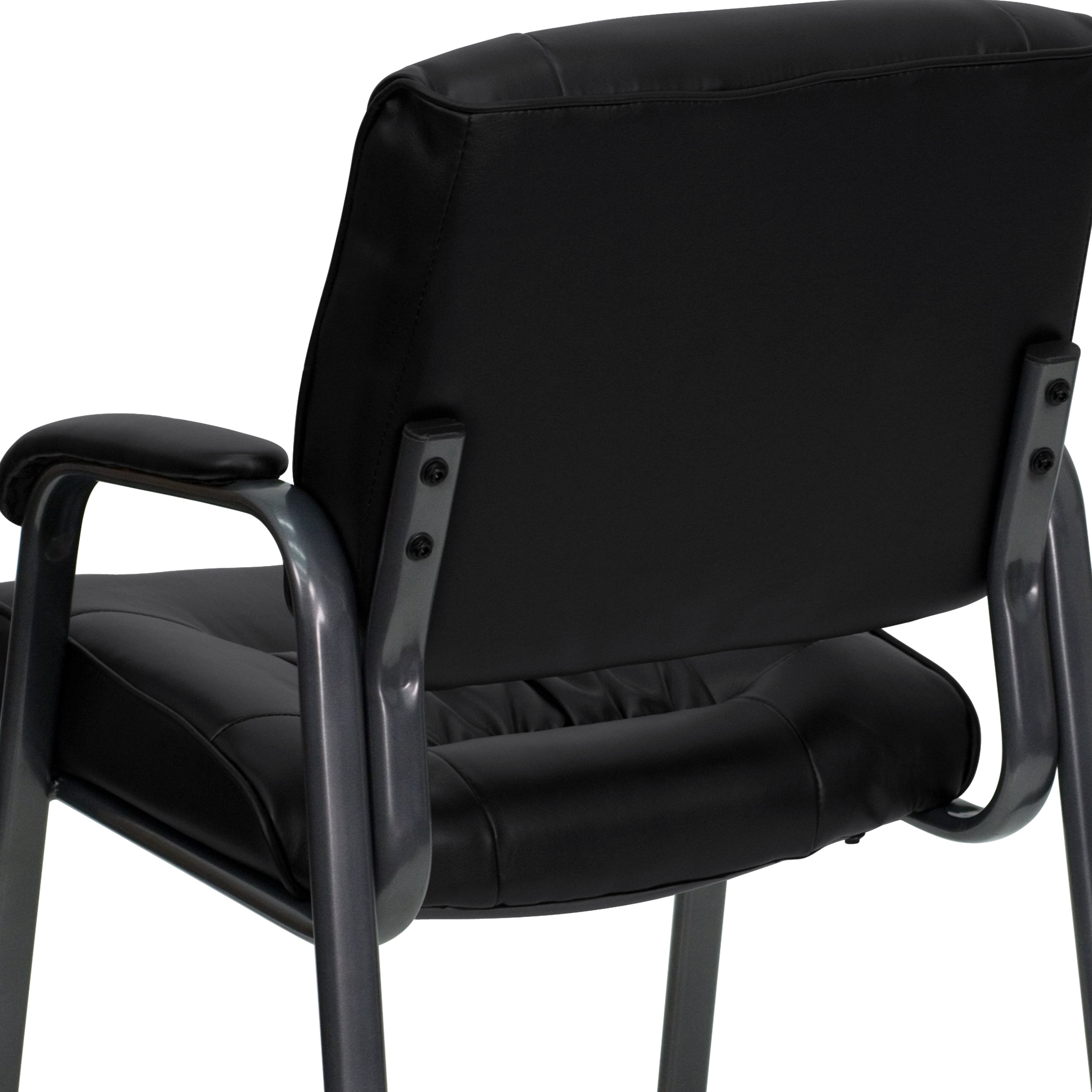 LeatherSoft Executive Side Reception Chair with Powder Coated Frame