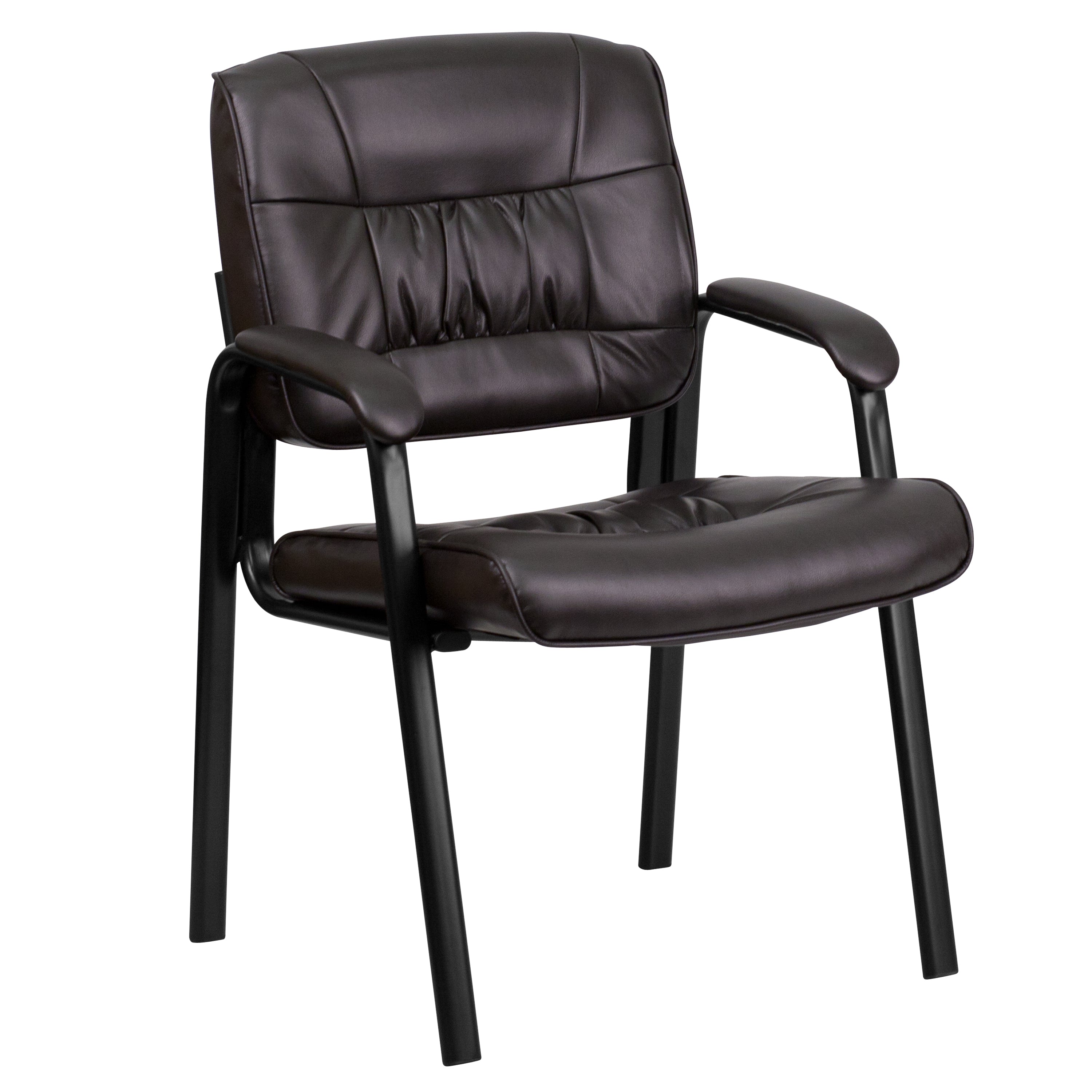 LeatherSoft Executive Side Reception Chair with Powder Coated Frame-Office Chair-Flash Furniture-Wall2Wall Furnishings