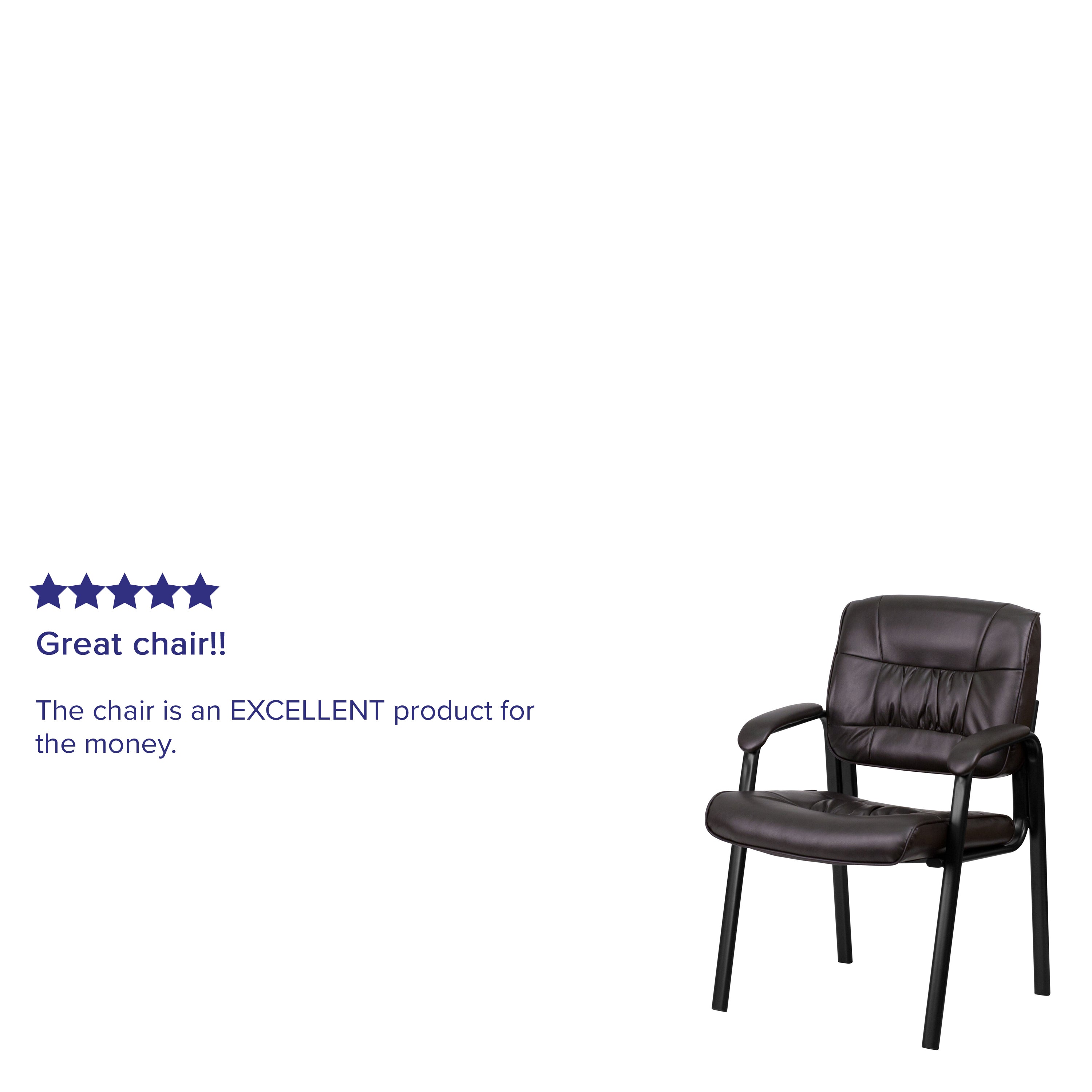 LeatherSoft Executive Side Reception Chair with Powder Coated Frame