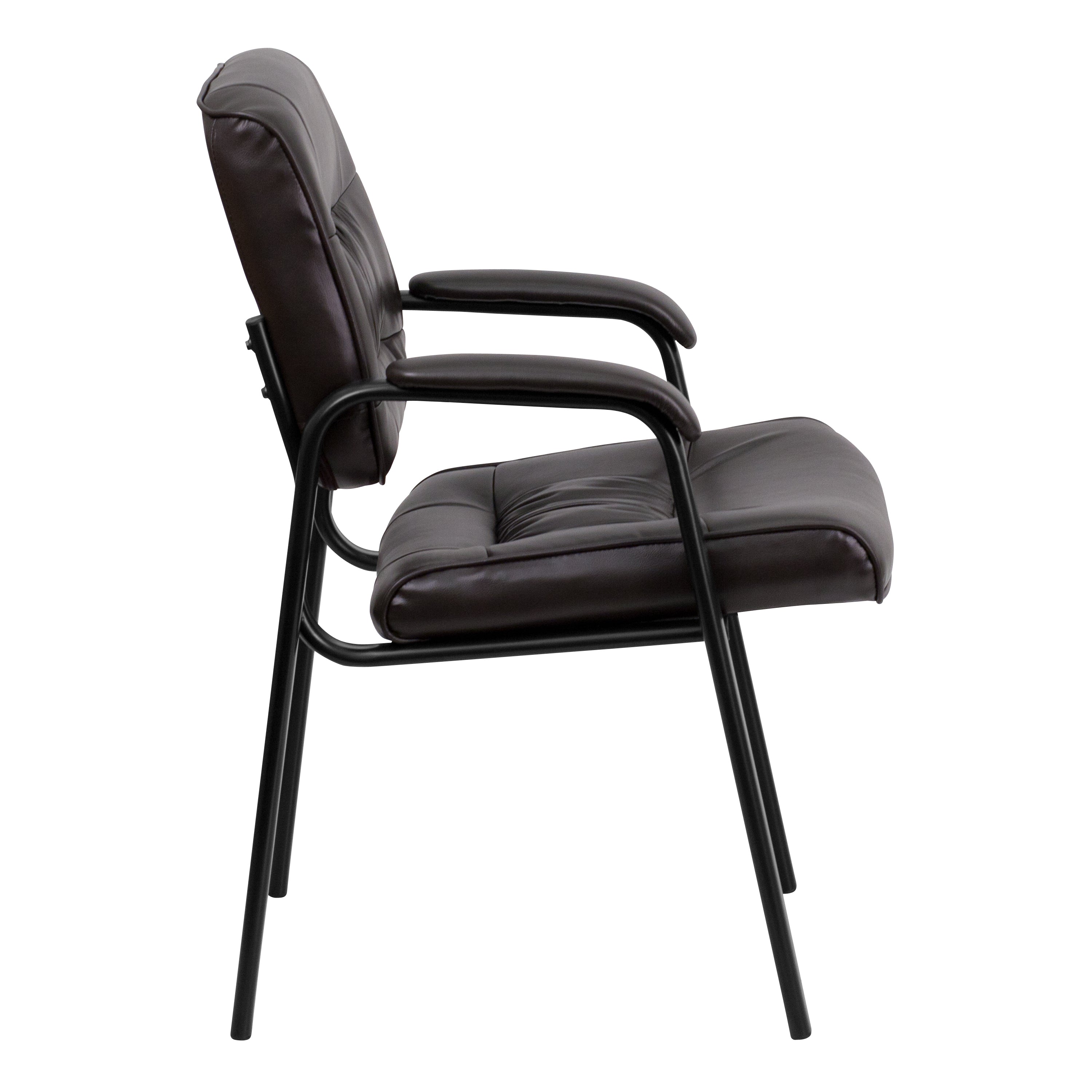 LeatherSoft Executive Side Reception Chair with Powder Coated Frame