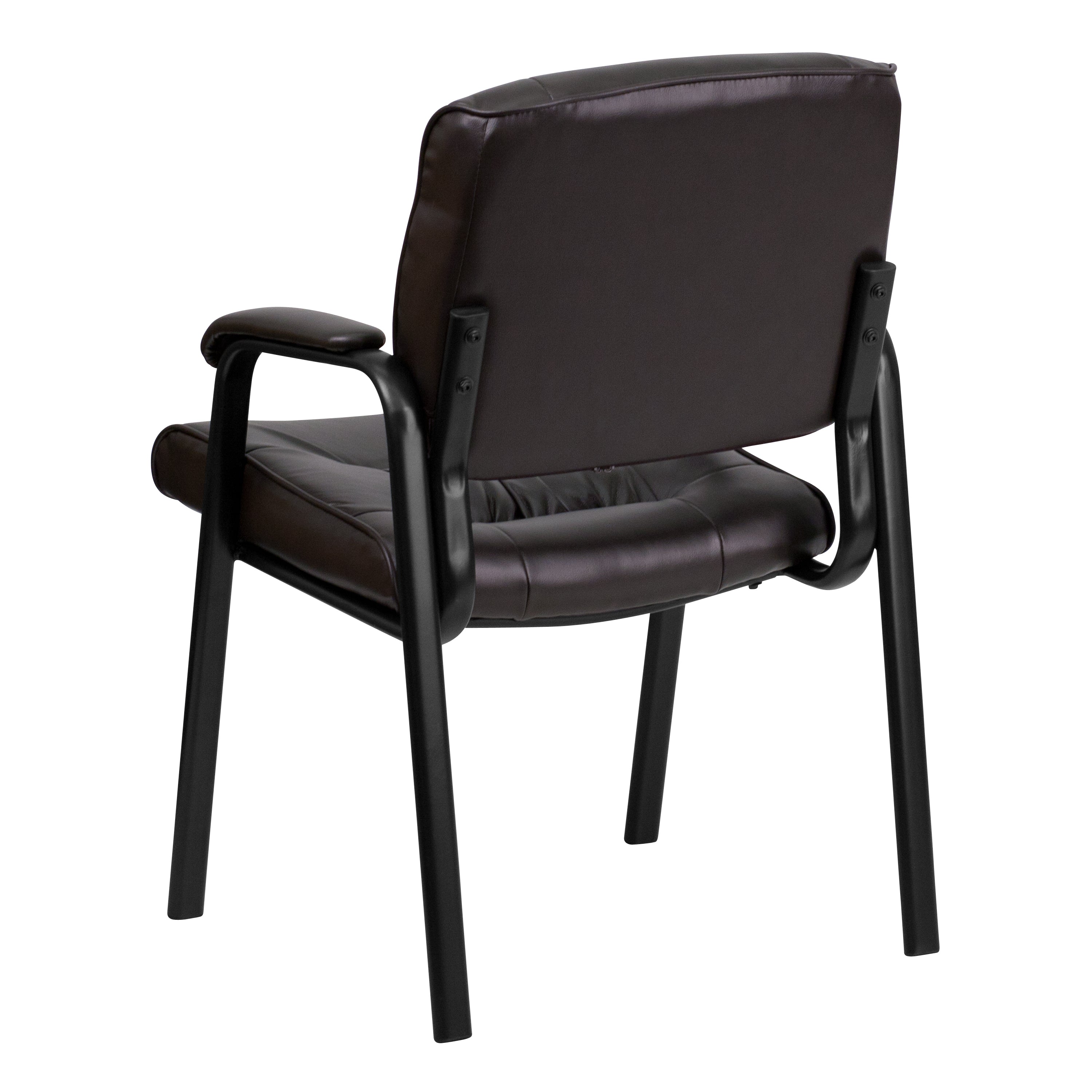 LeatherSoft Executive Side Reception Chair with Powder Coated Frame