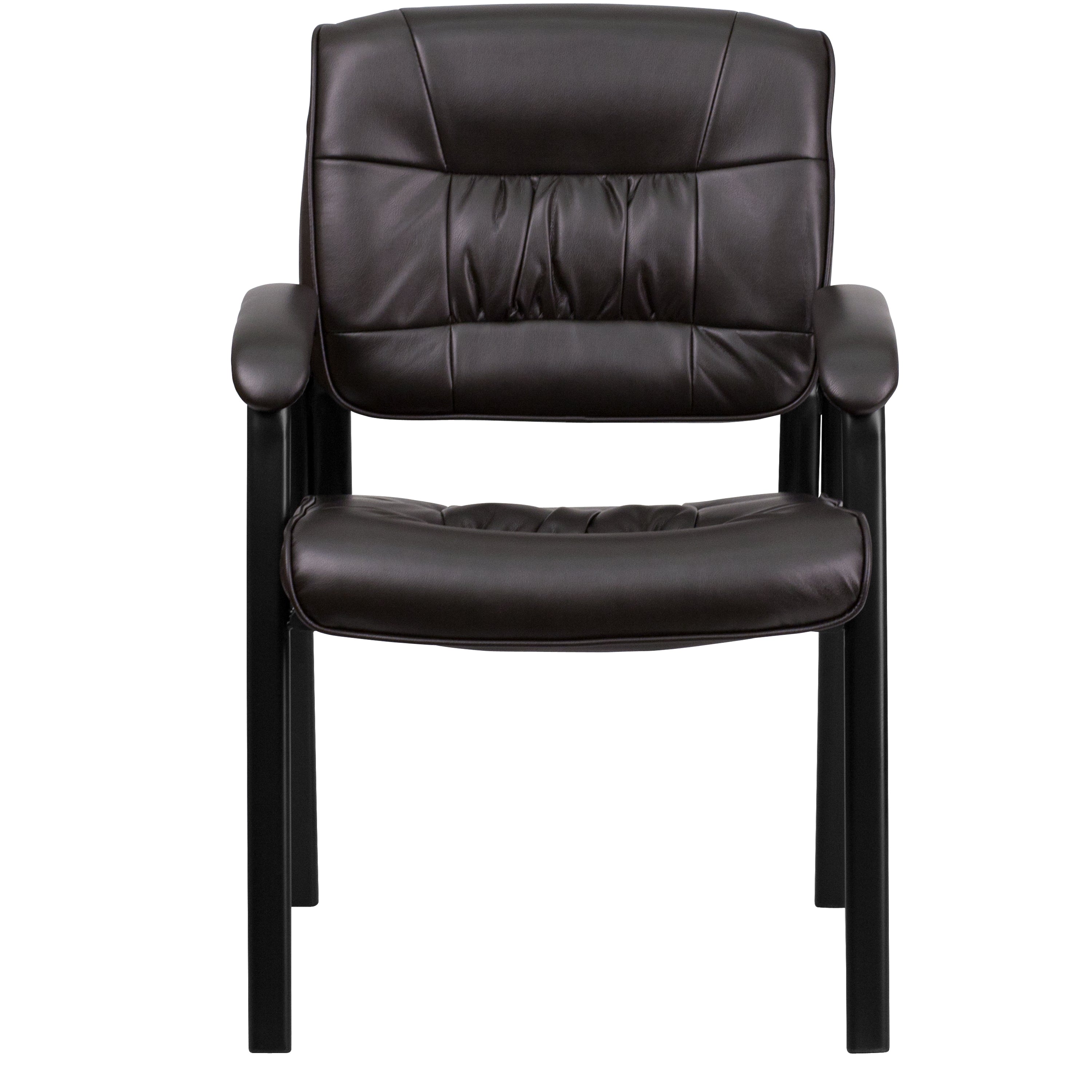 LeatherSoft Executive Side Reception Chair with Powder Coated Frame