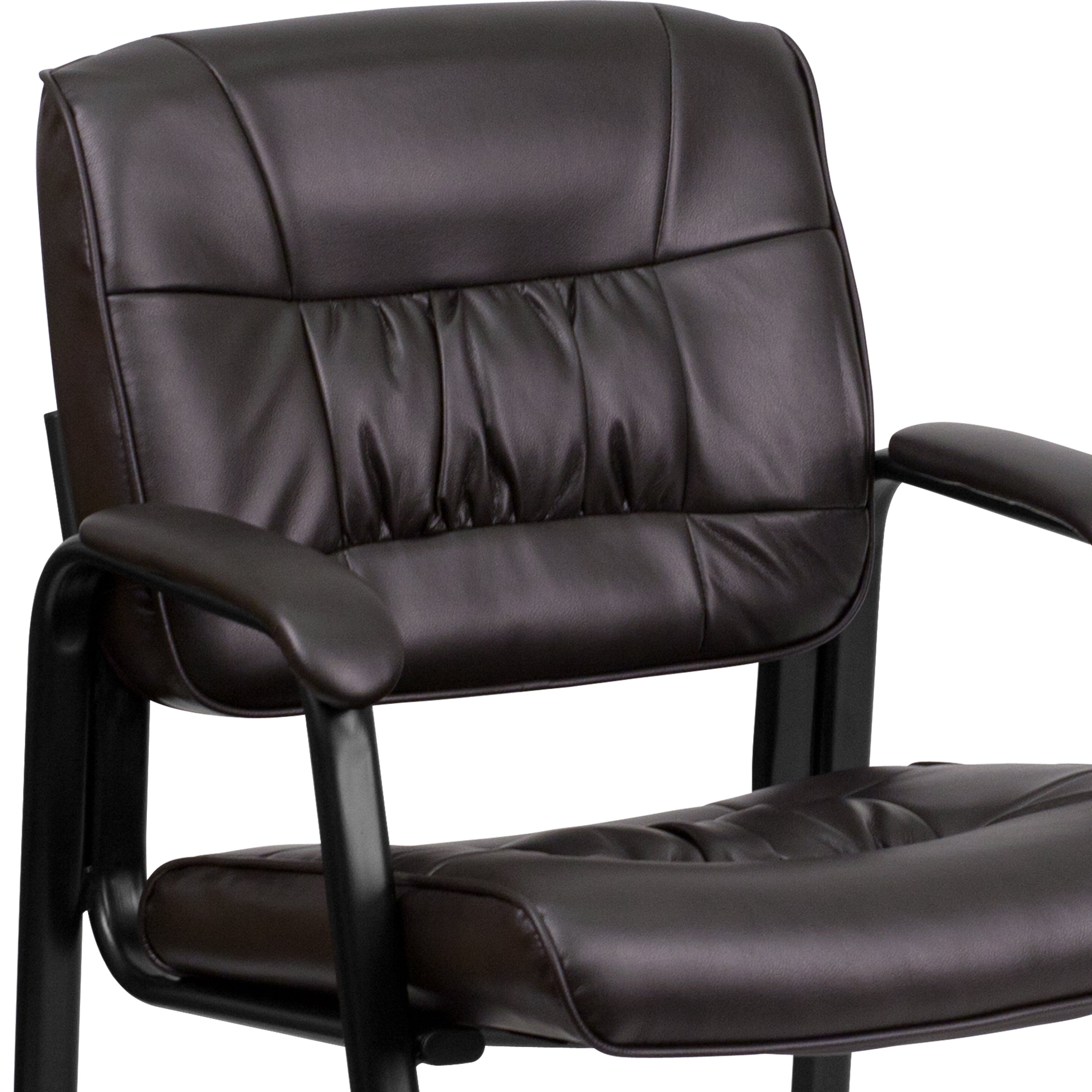 LeatherSoft Executive Side Reception Chair with Powder Coated Frame