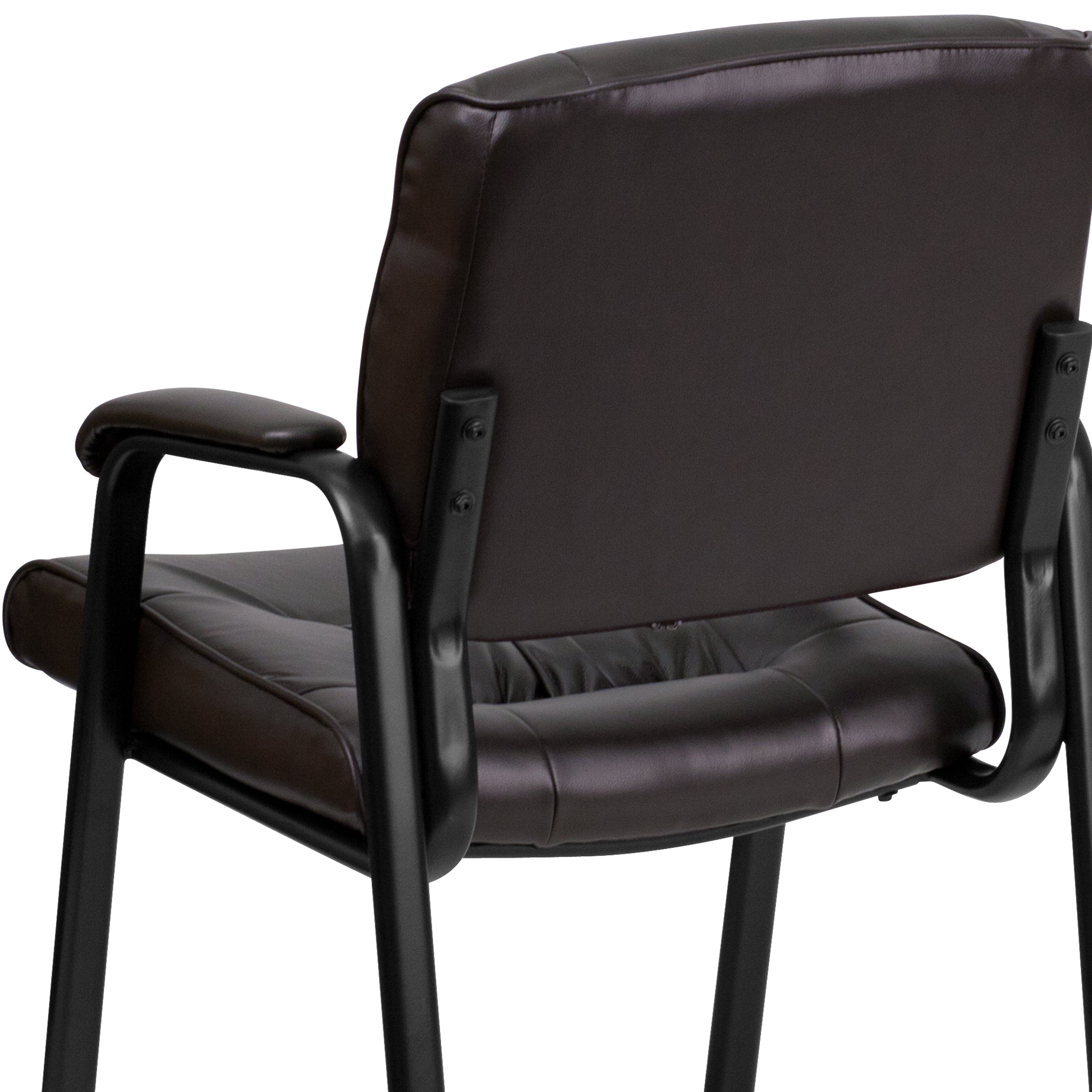 LeatherSoft Executive Side Reception Chair with Powder Coated Frame
