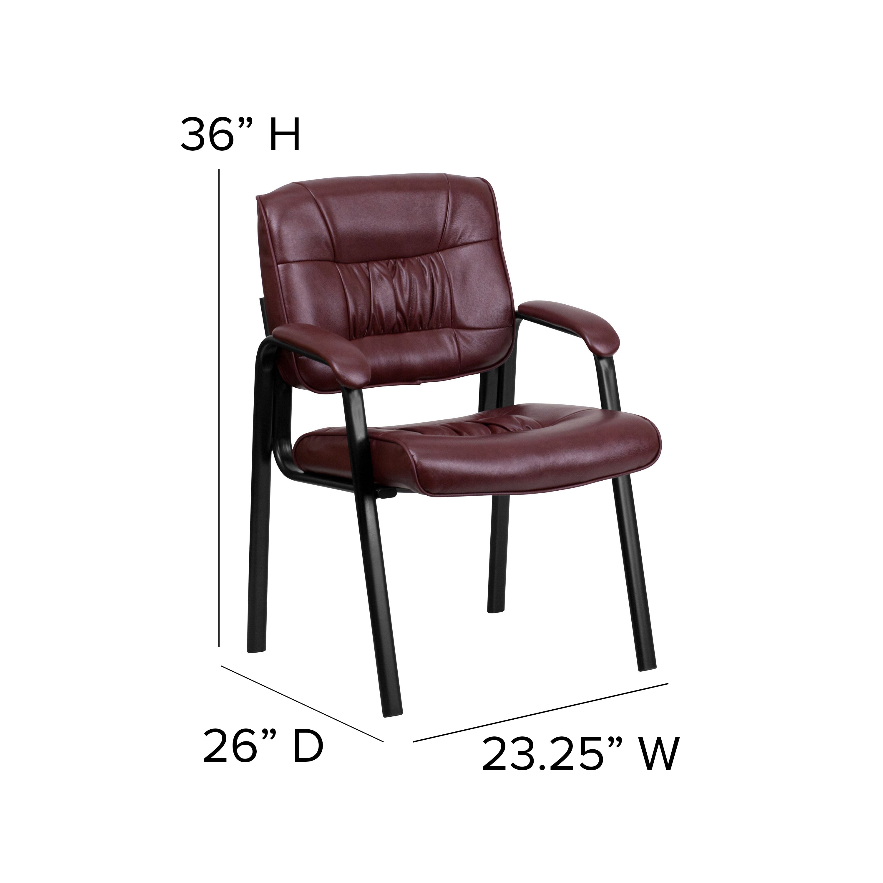 LeatherSoft Executive Side Reception Chair with Powder Coated Frame