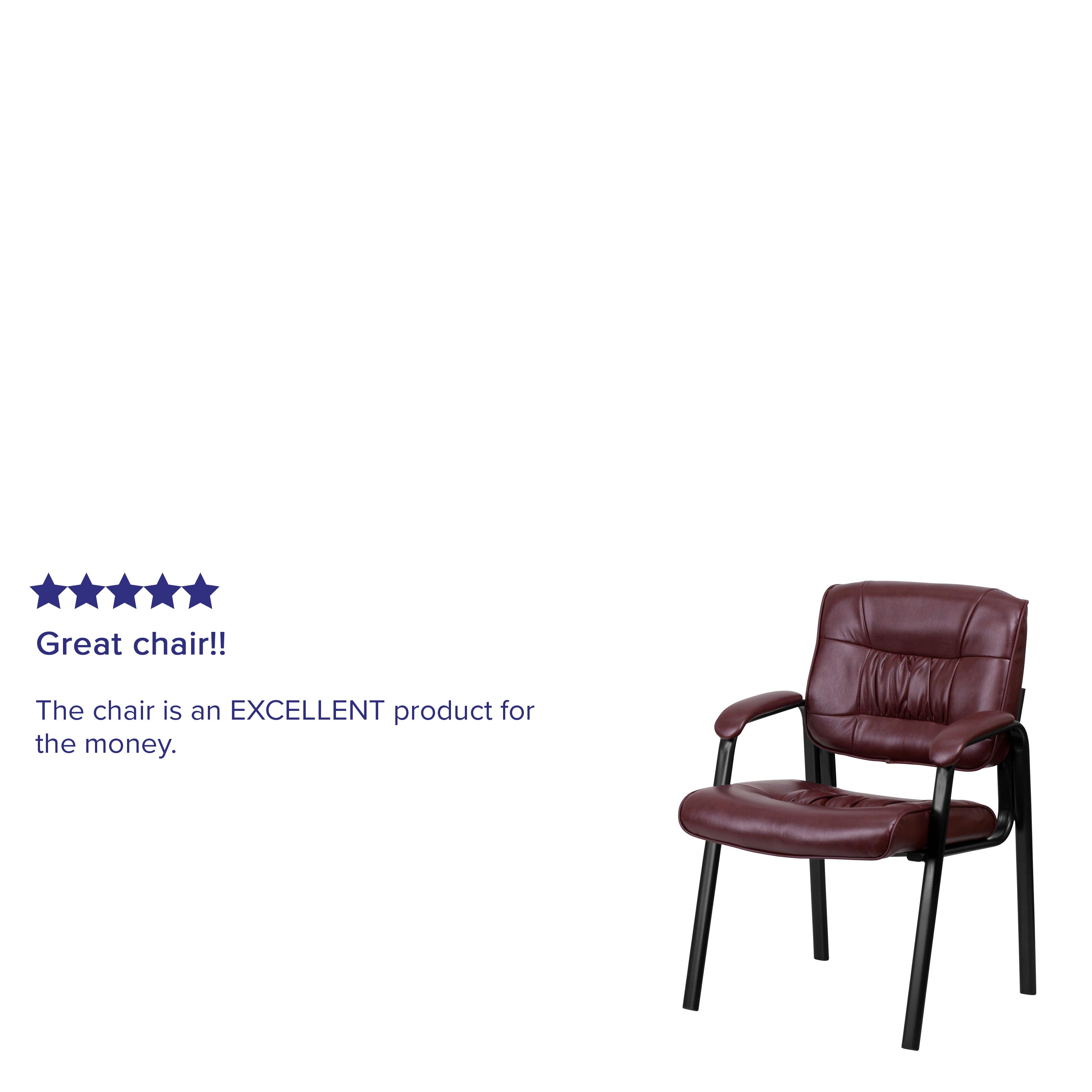 LeatherSoft Executive Side Reception Chair with Powder Coated Frame