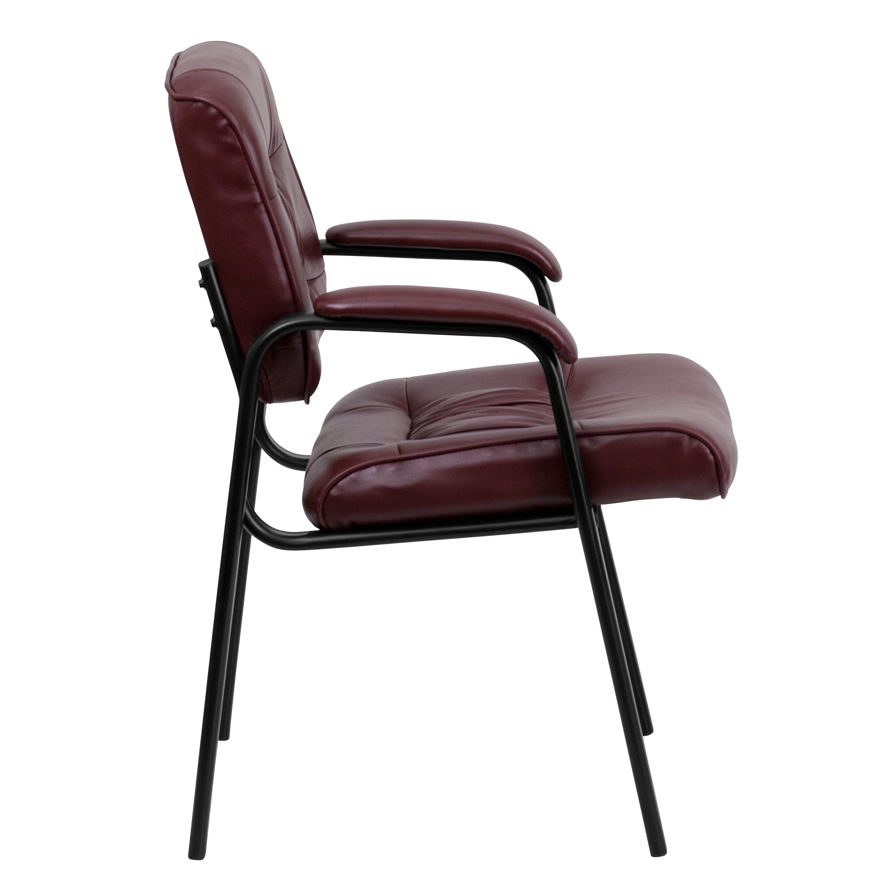 LeatherSoft Executive Side Reception Chair with Powder Coated Frame