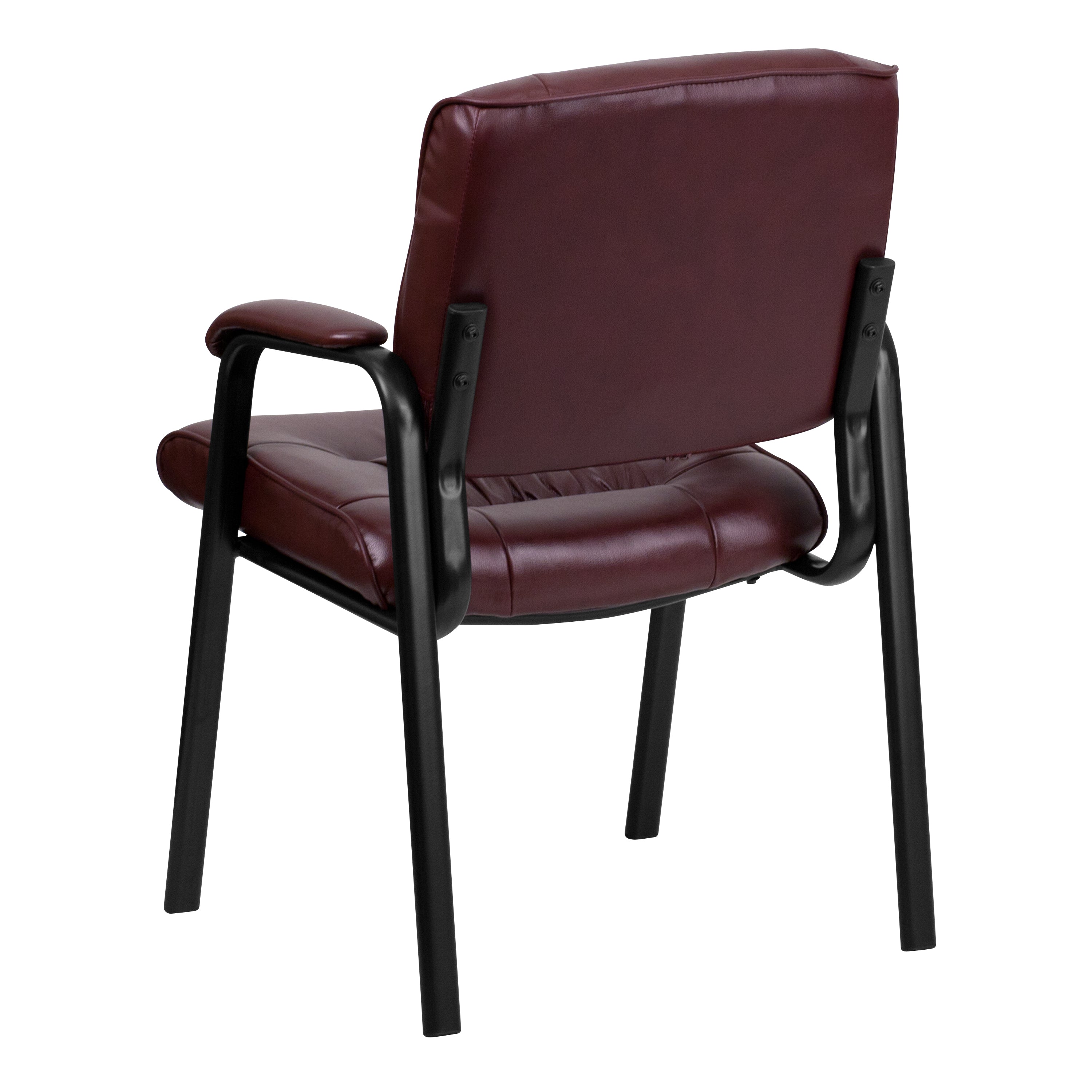 LeatherSoft Executive Side Reception Chair with Powder Coated Frame