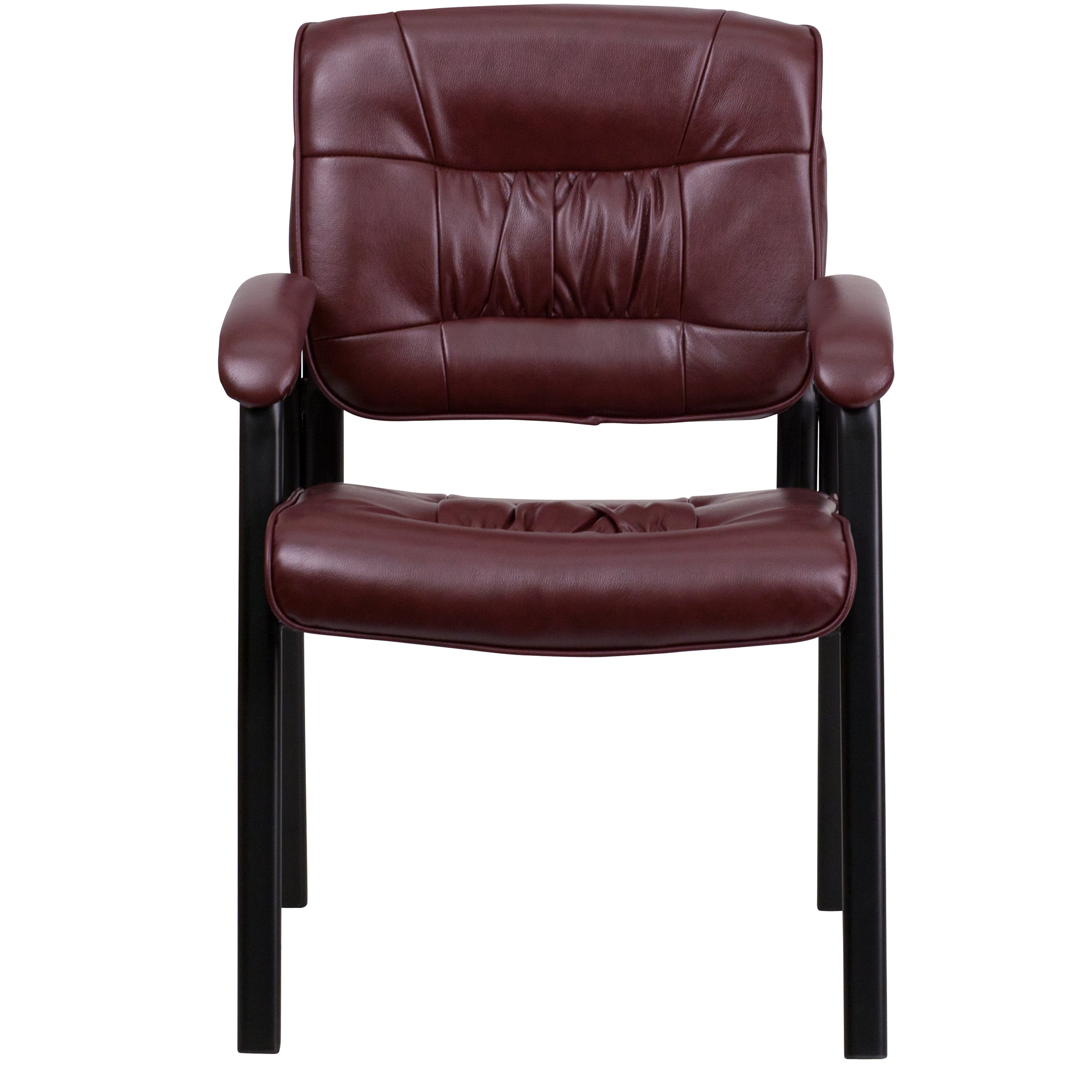 LeatherSoft Executive Side Reception Chair with Powder Coated Frame