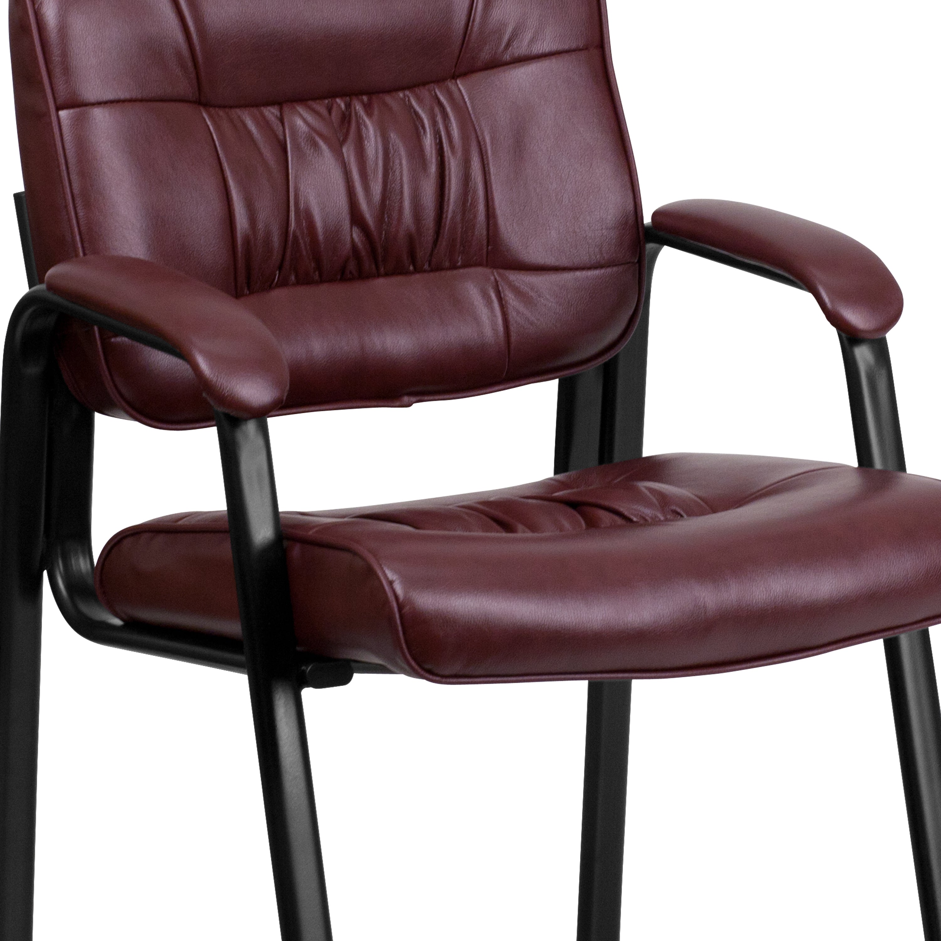 LeatherSoft Executive Side Reception Chair with Powder Coated Frame
