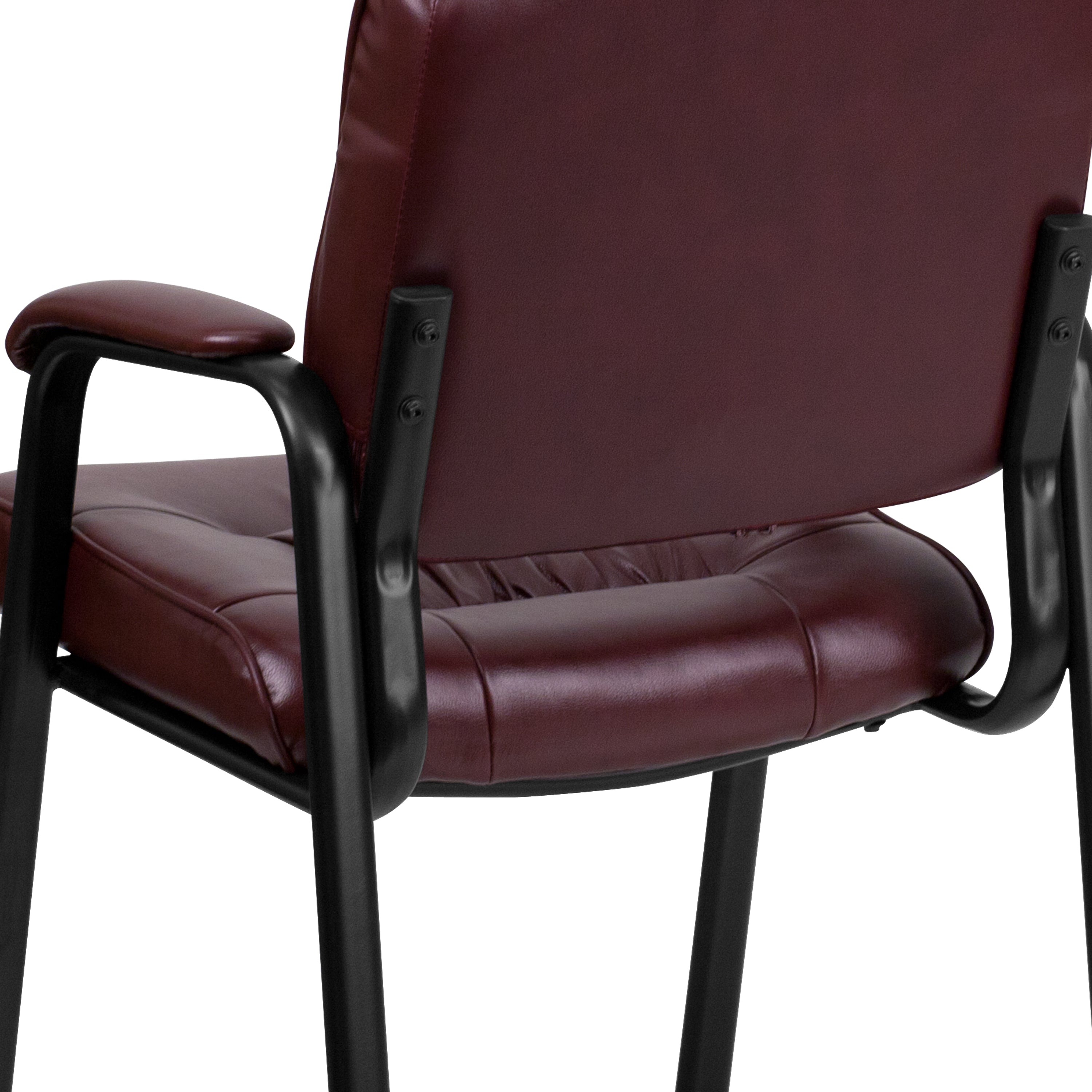 LeatherSoft Executive Side Reception Chair with Powder Coated Frame
