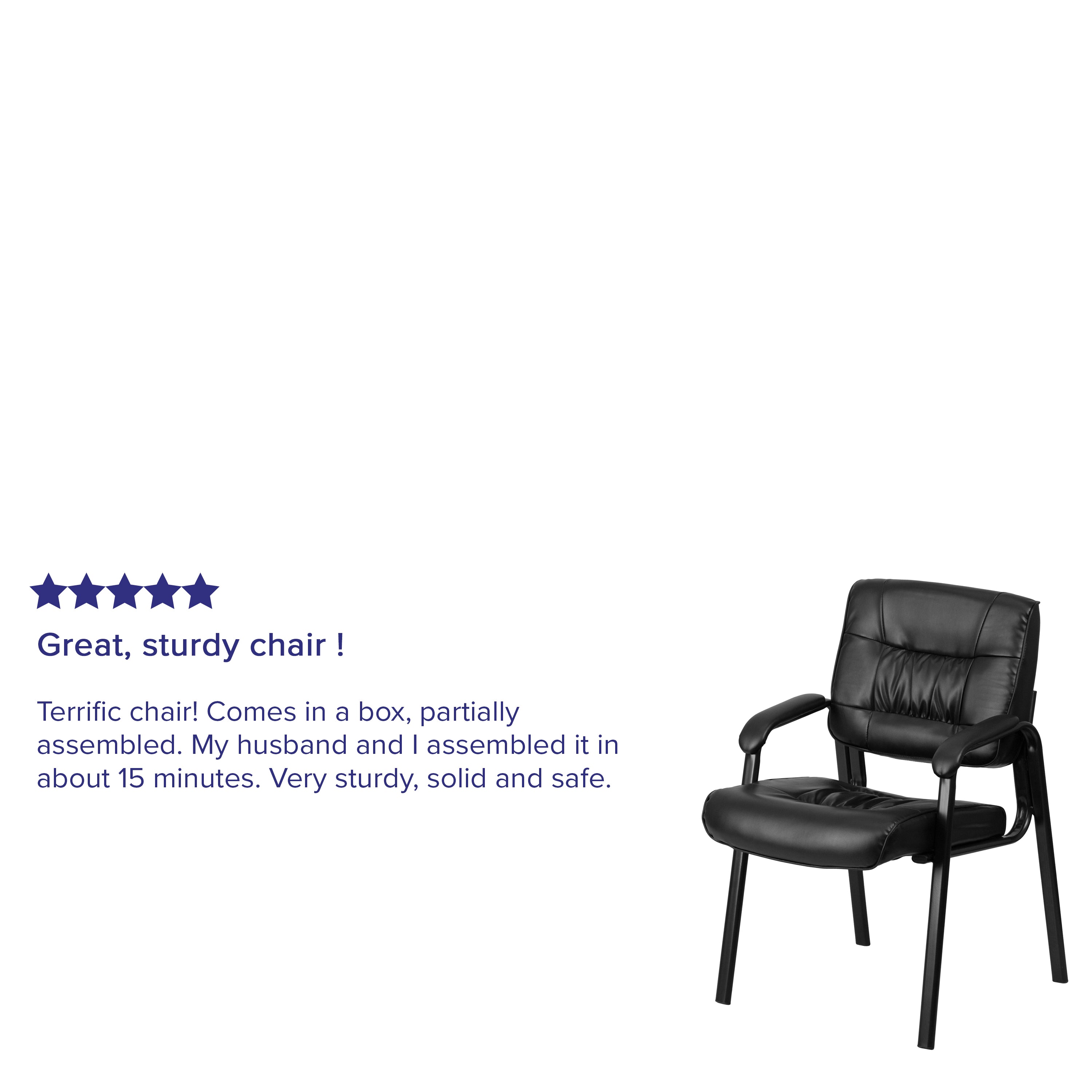 LeatherSoft Executive Side Reception Chair with Powder Coated Frame