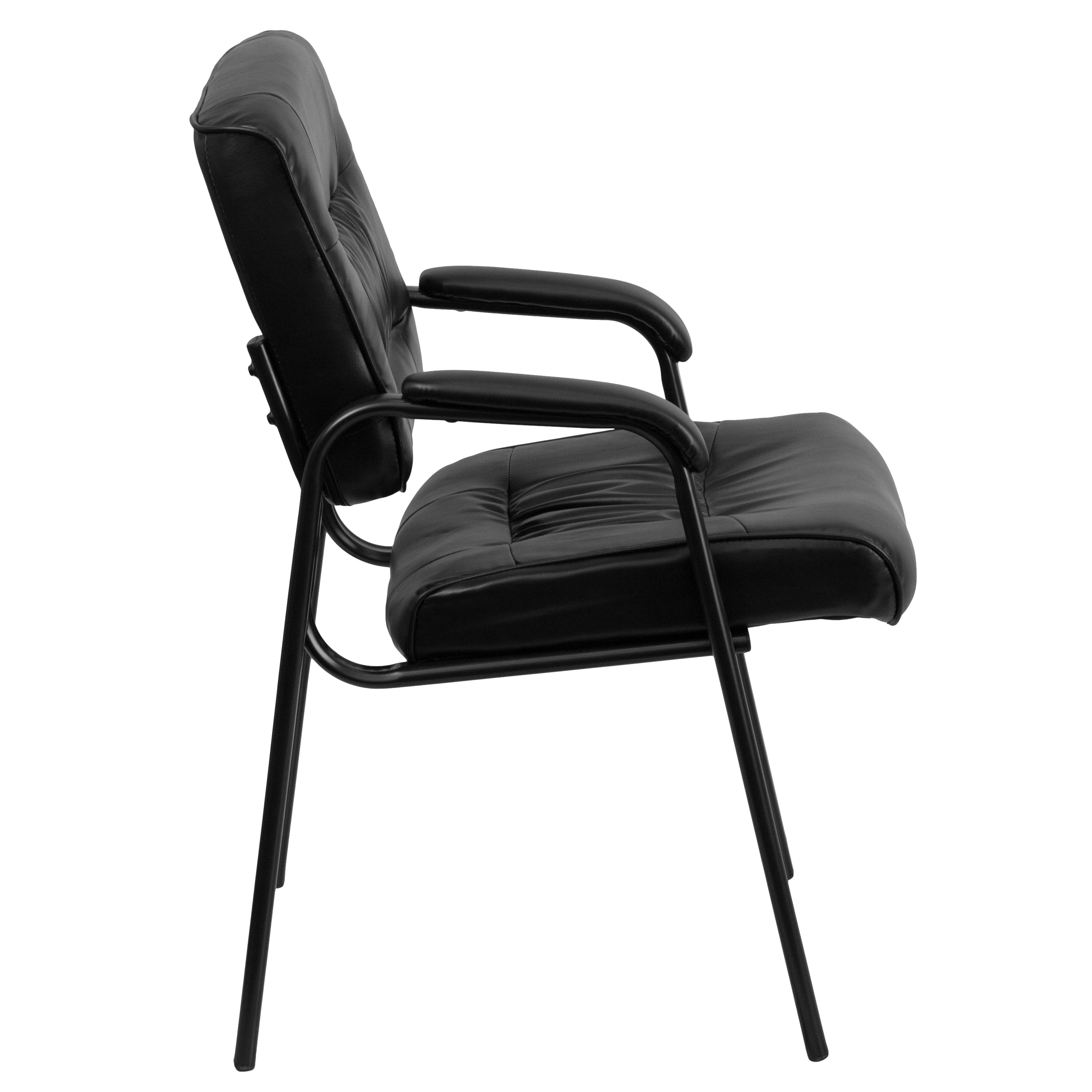 LeatherSoft Executive Side Reception Chair with Powder Coated Frame