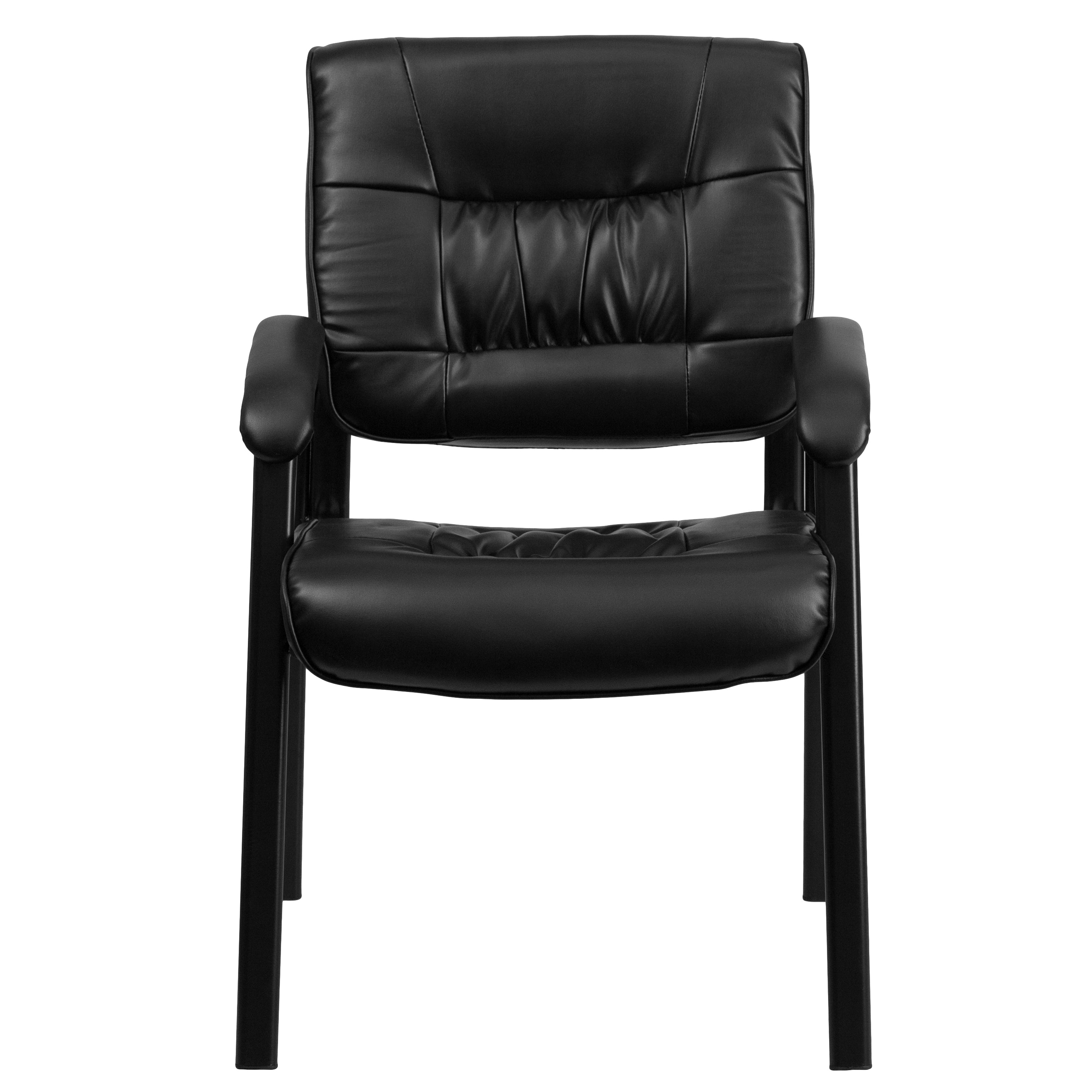 LeatherSoft Executive Side Reception Chair with Powder Coated Frame