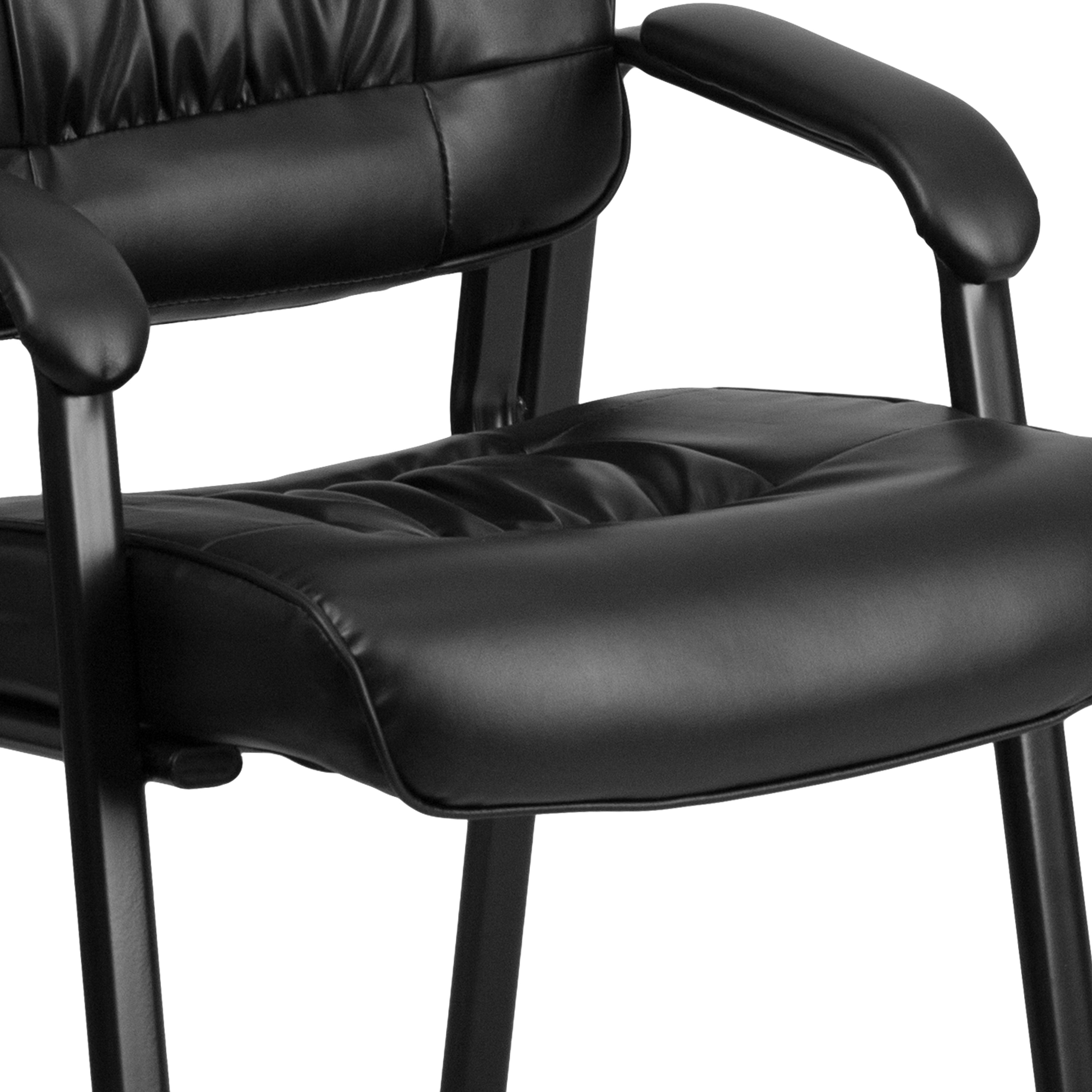 LeatherSoft Executive Side Reception Chair with Powder Coated Frame