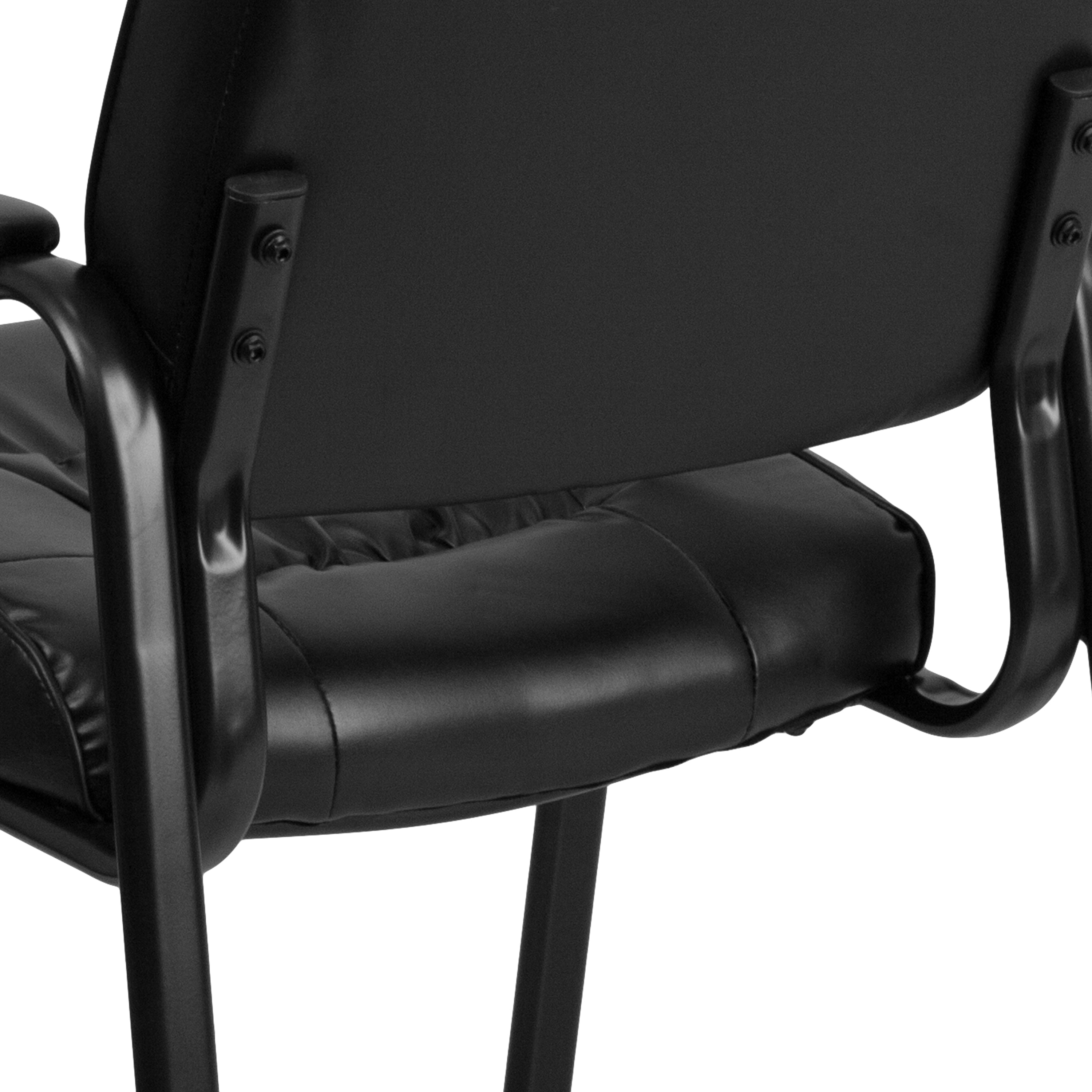 LeatherSoft Executive Side Reception Chair with Powder Coated Frame