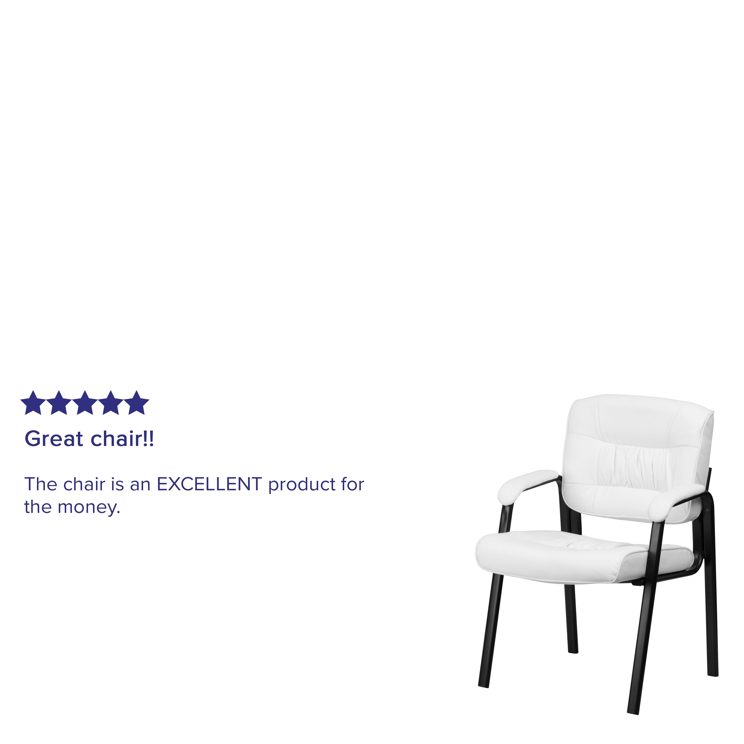LeatherSoft Executive Side Reception Chair with Powder Coated Frame