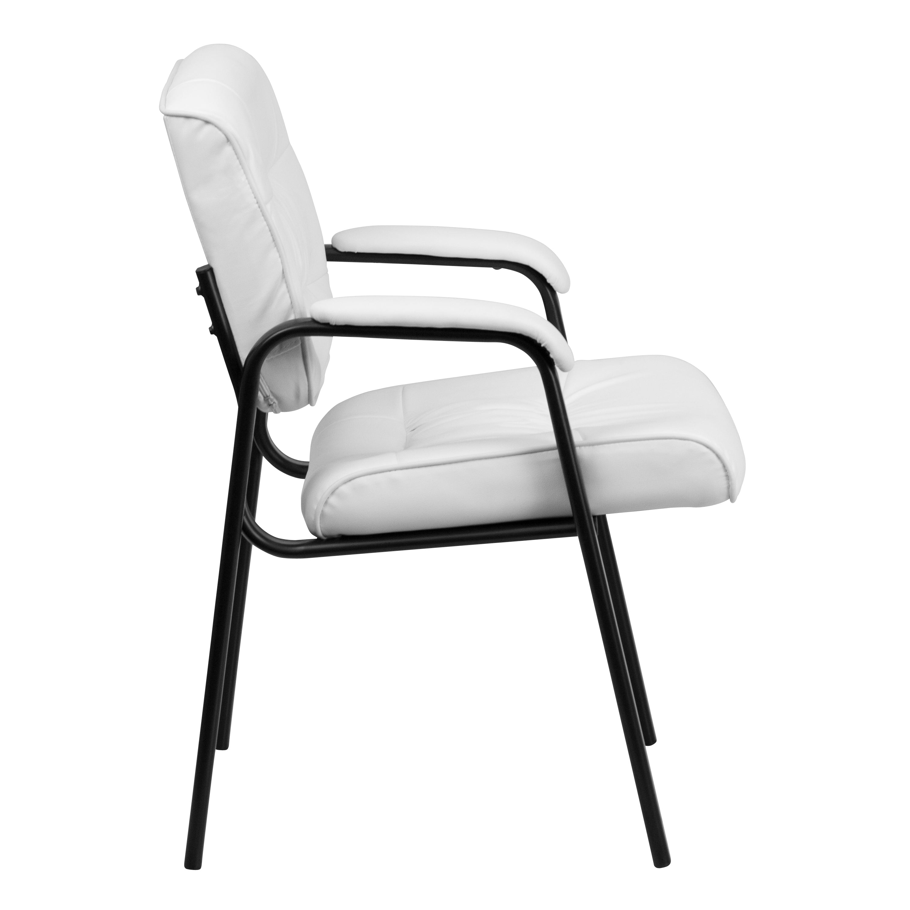 LeatherSoft Executive Side Reception Chair with Powder Coated Frame
