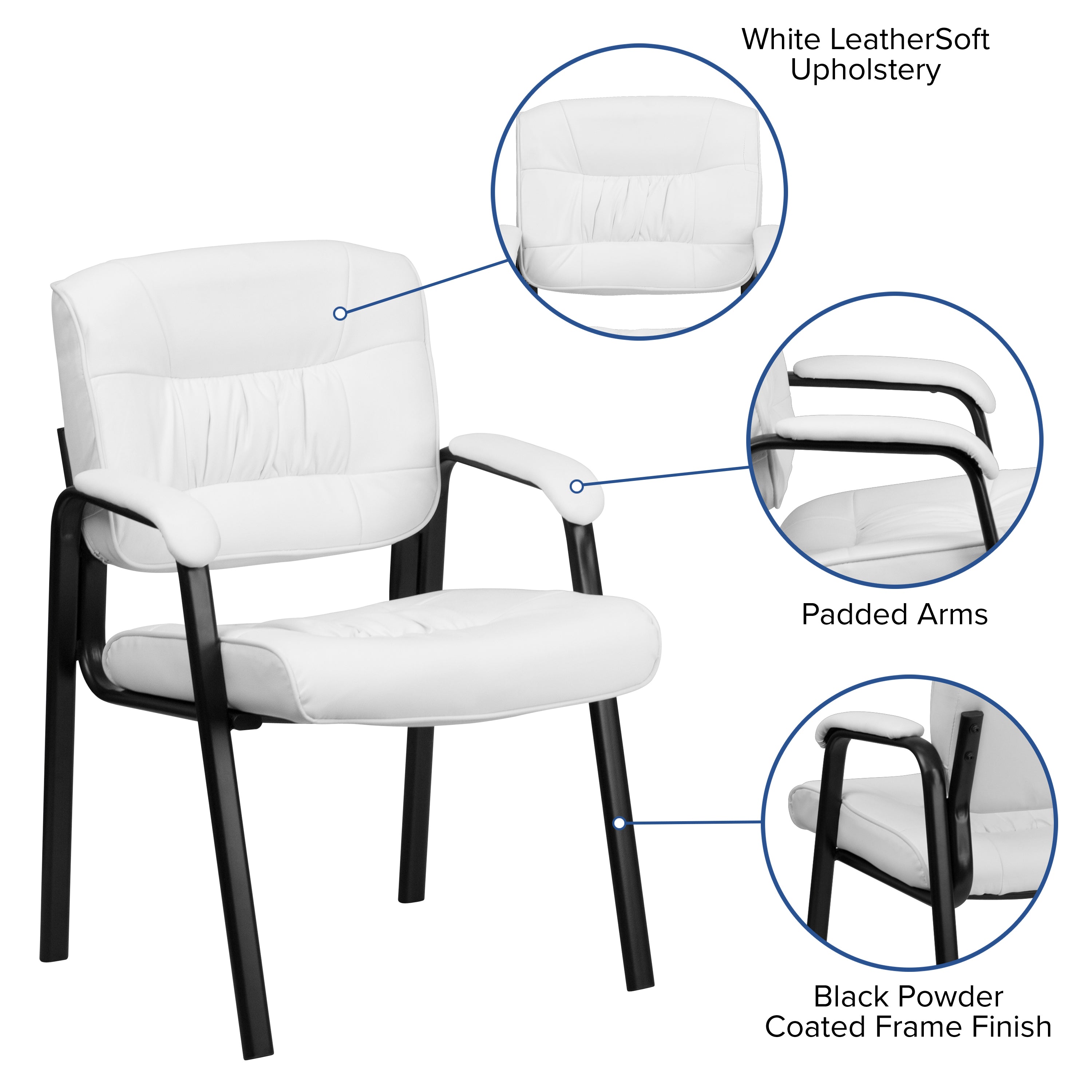 LeatherSoft Executive Side Reception Chair with Powder Coated Frame