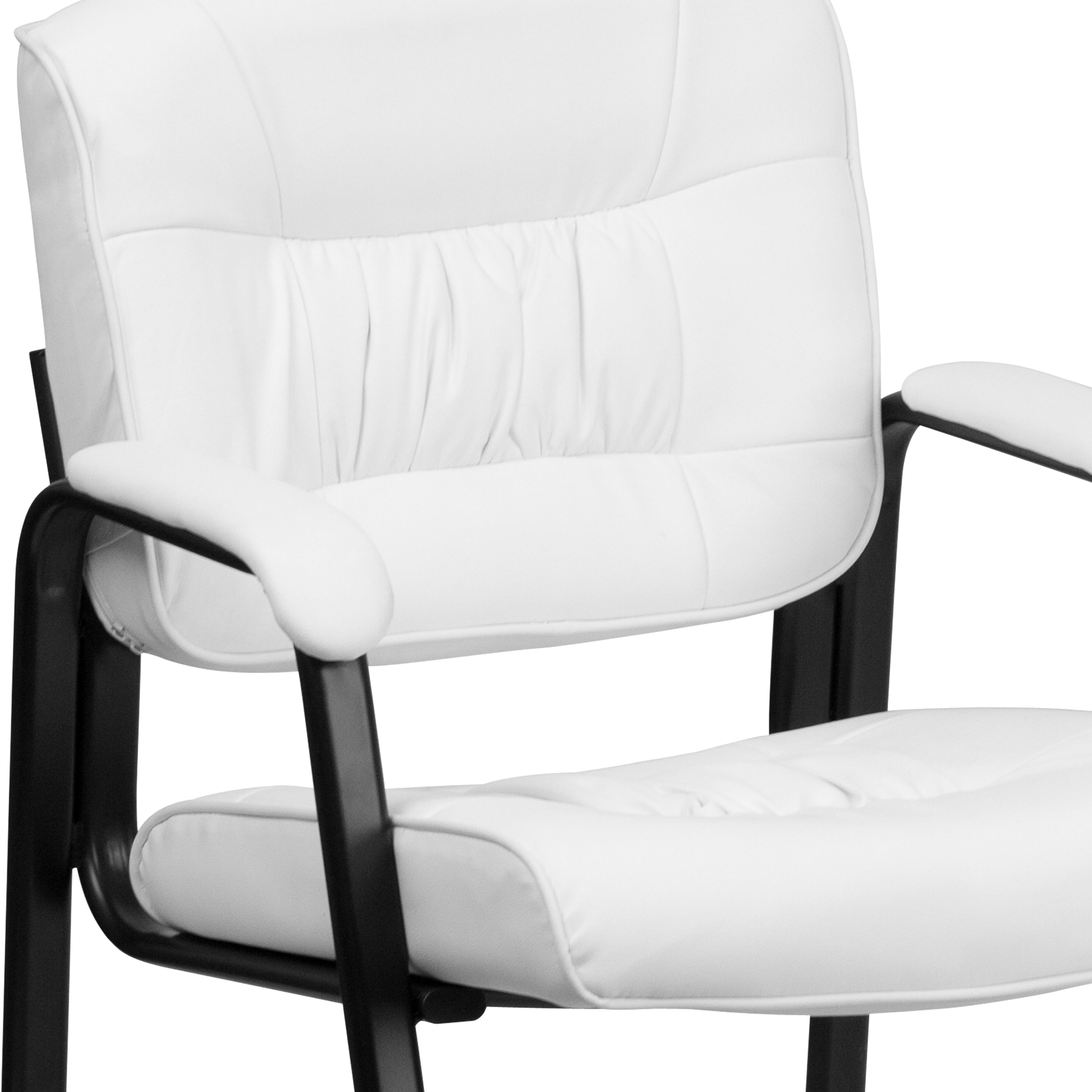 LeatherSoft Executive Side Reception Chair with Powder Coated Frame