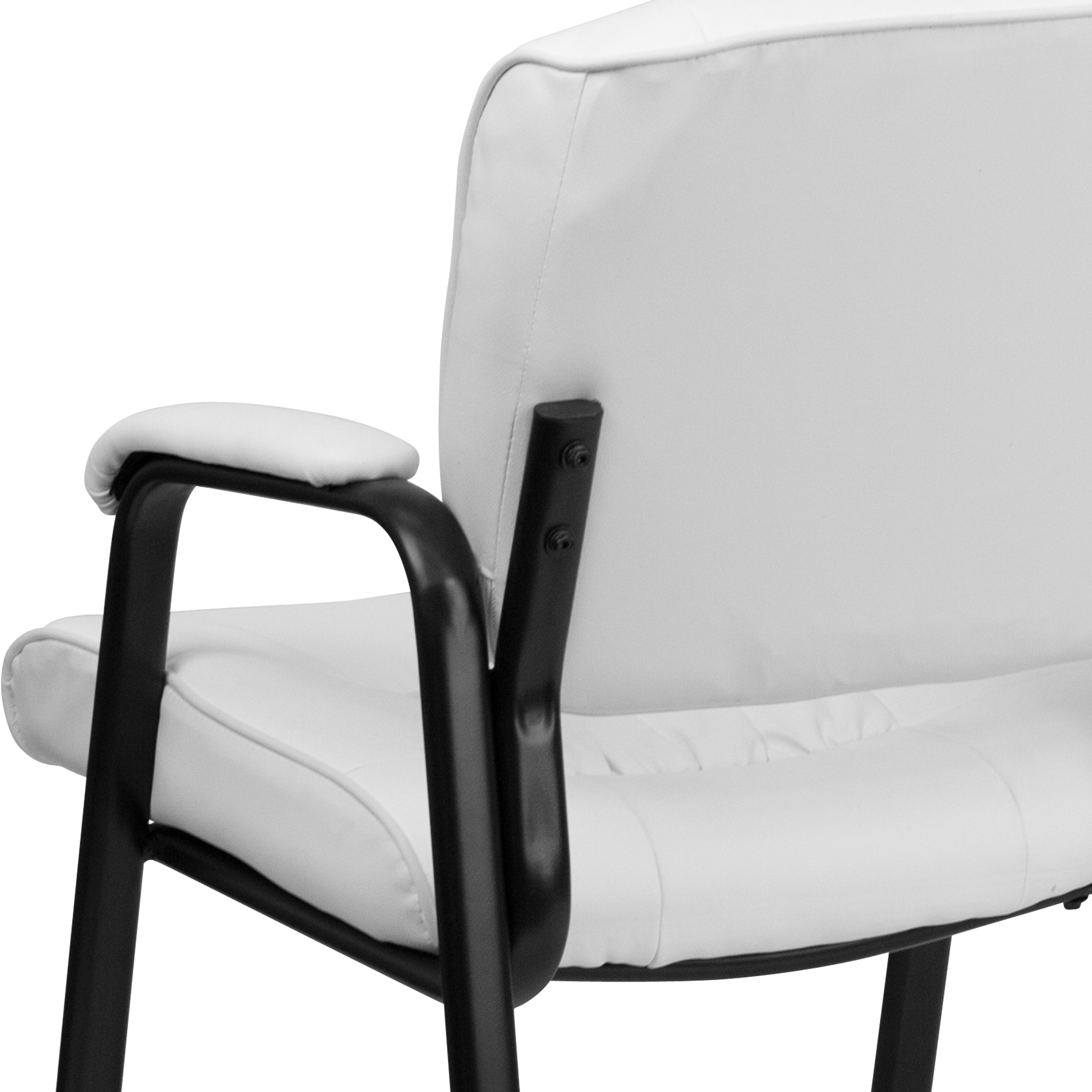 LeatherSoft Executive Side Reception Chair with Powder Coated Frame
