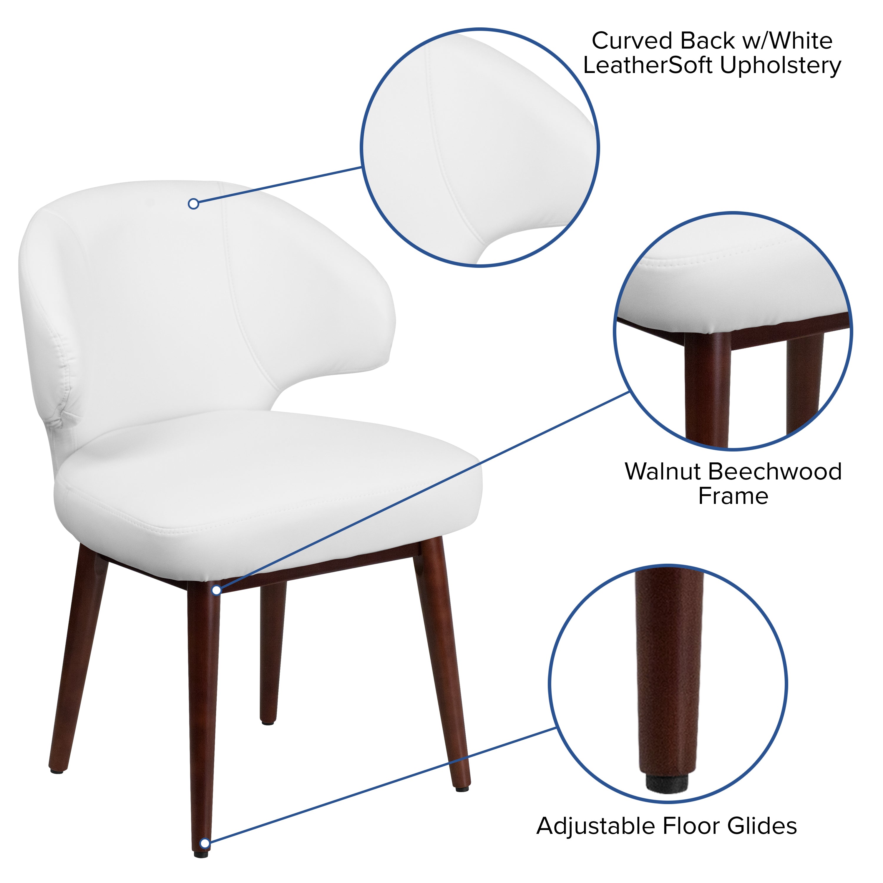 Comfort Back Series Side Reception Chair with Walnut Legs
