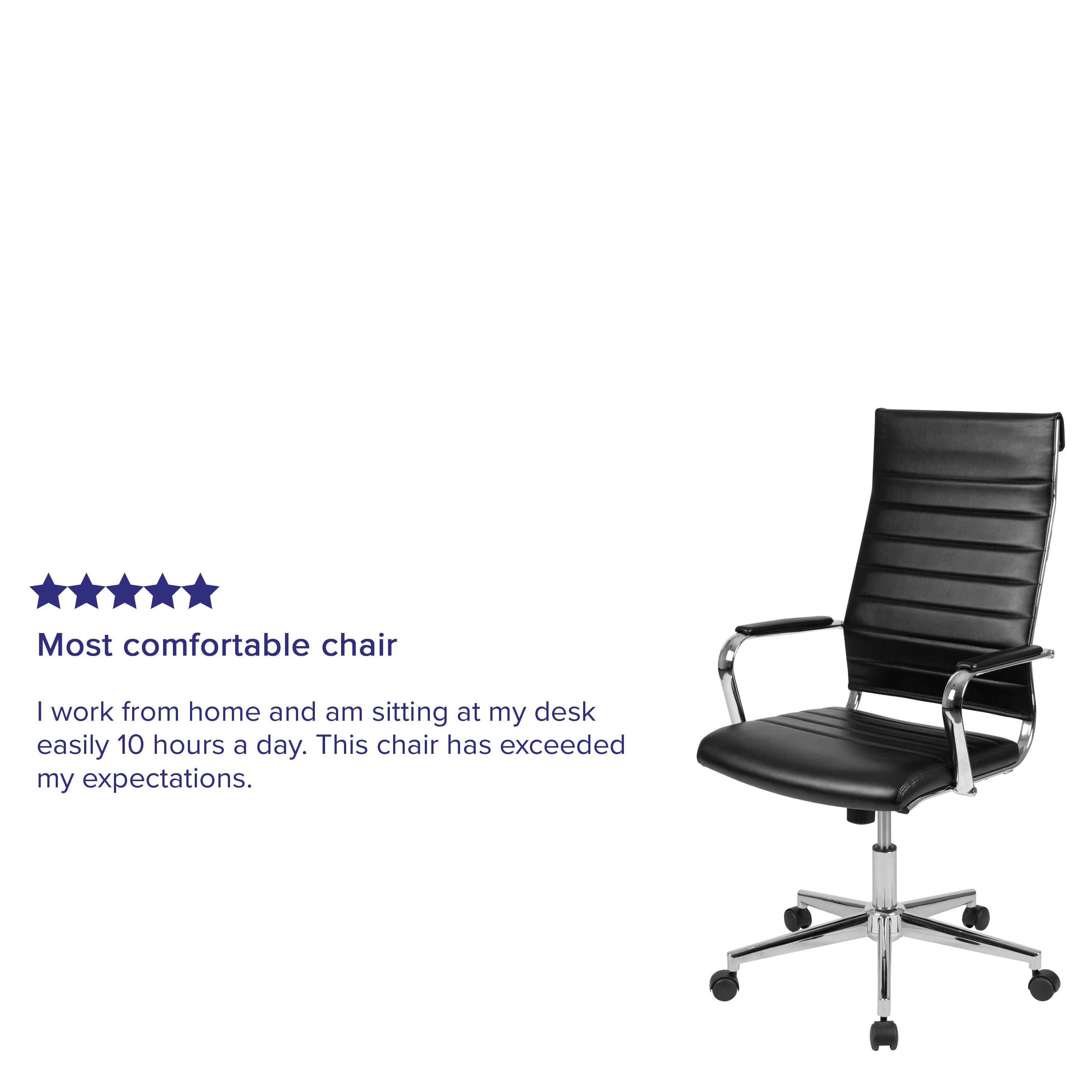 High Back LeatherSoft Contemporary Ribbed Executive Swivel Office Chair