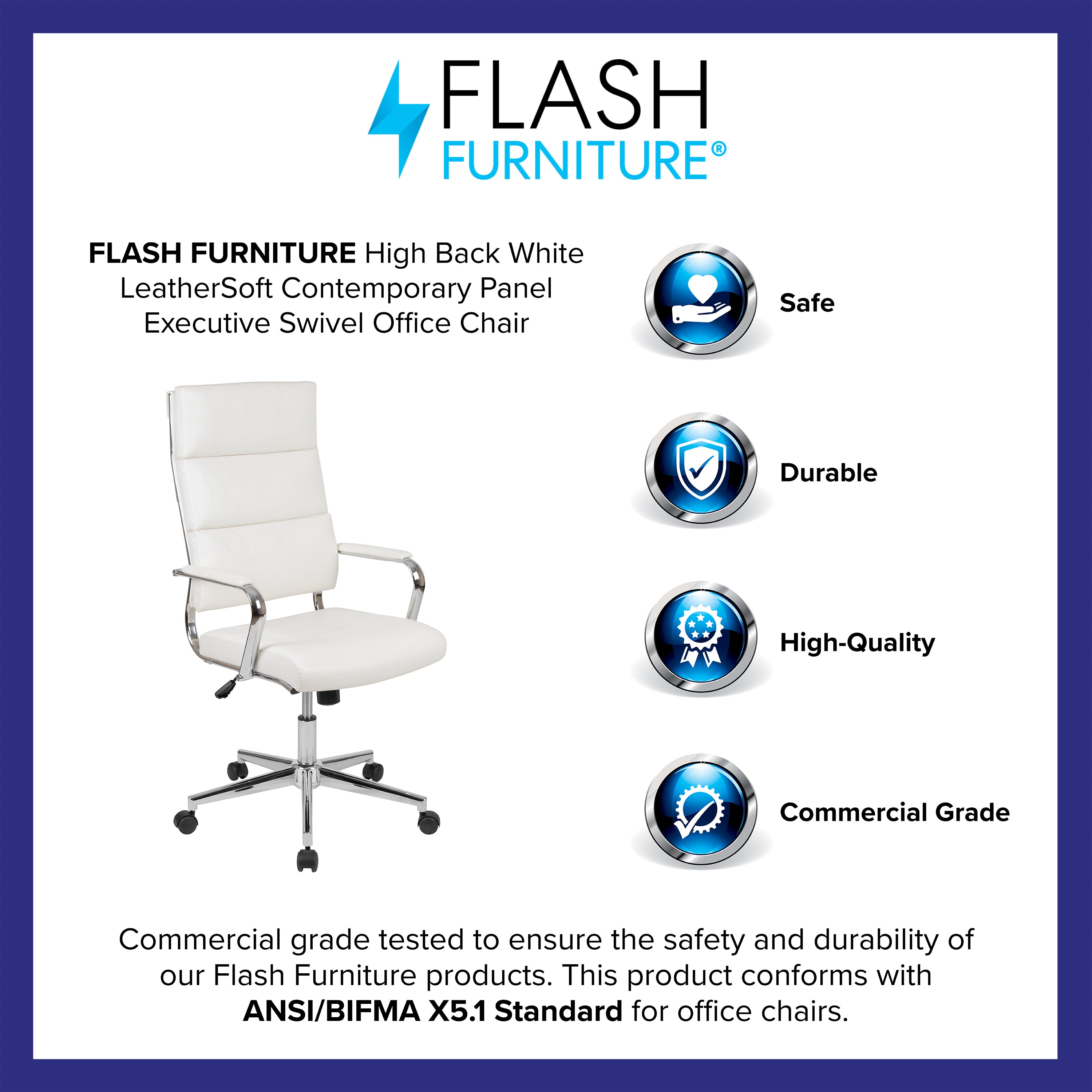 High Back LeatherSoft Contemporary Panel Executive Swivel Office Chair-Executive Office Chair-Flash Furniture-Wall2Wall Furnishings