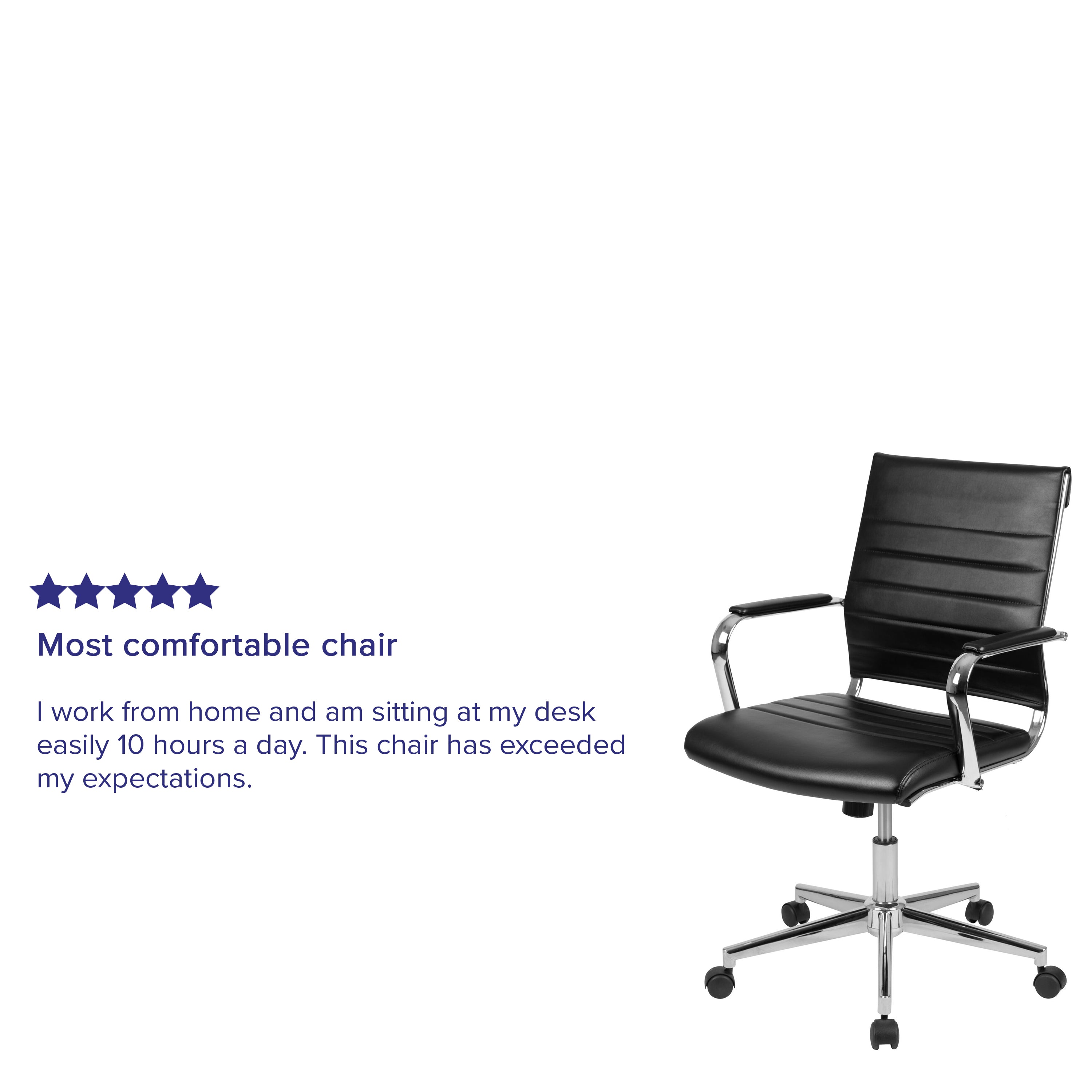 Mid-Back LeatherSoft Contemporary Ribbed Executive Swivel Office Chair-Executive Office Chair-Flash Furniture-Wall2Wall Furnishings