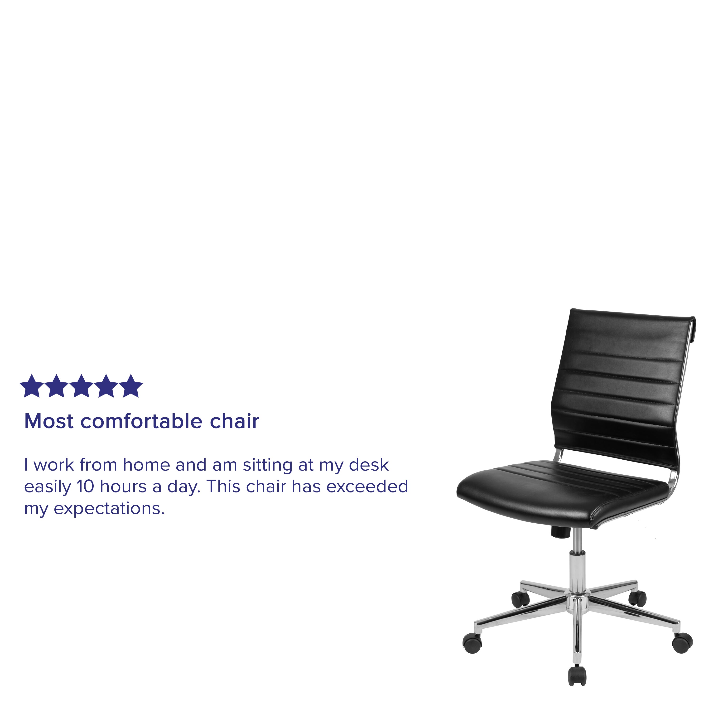 Mid-Back Armless LeatherSoft Contemporary Ribbed Executive Swivel Office Chair