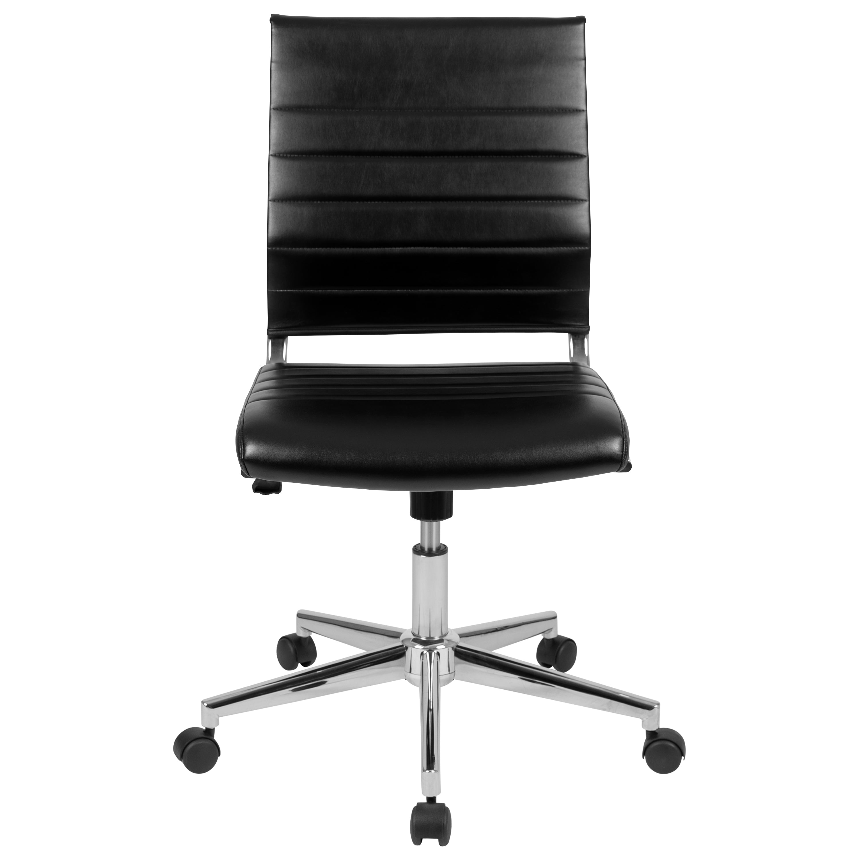 Mid-Back Armless LeatherSoft Contemporary Ribbed Executive Swivel Office Chair-Executive Office Chair-Flash Furniture-Wall2Wall Furnishings