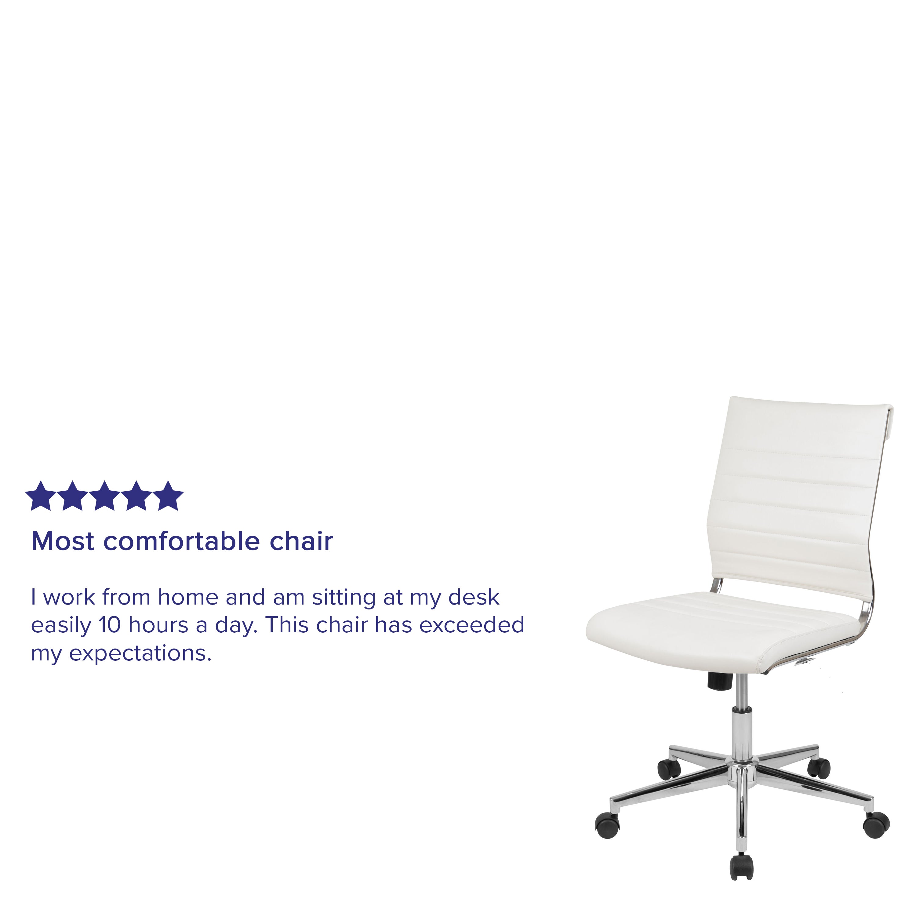 Mid-Back Armless LeatherSoft Contemporary Ribbed Executive Swivel Office Chair