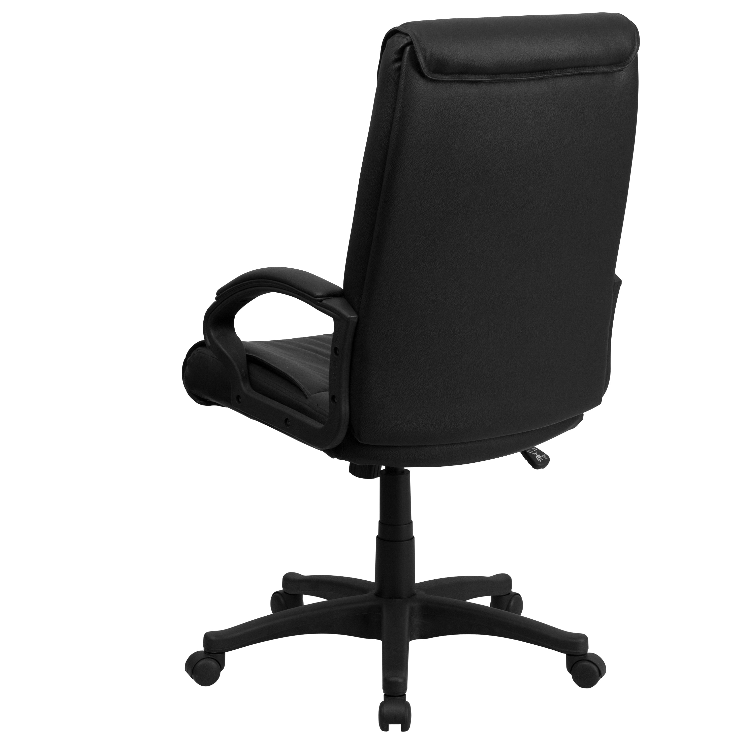 High Back Leather Executive Swivel Office Chair with Distinct Headrest and Arms-Office Chair-Flash Furniture-Wall2Wall Furnishings