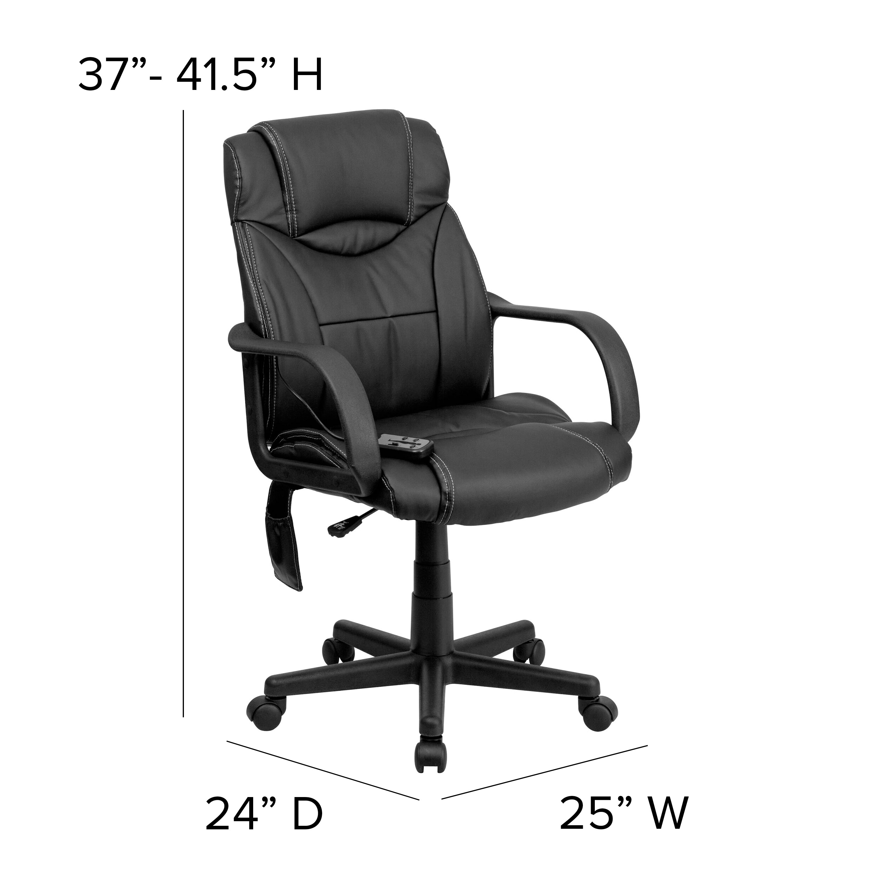 High Back Ergonomic Massaging LeatherSoft Executive Swivel Office Chair with Arms-Office Chair-Flash Furniture-Wall2Wall Furnishings